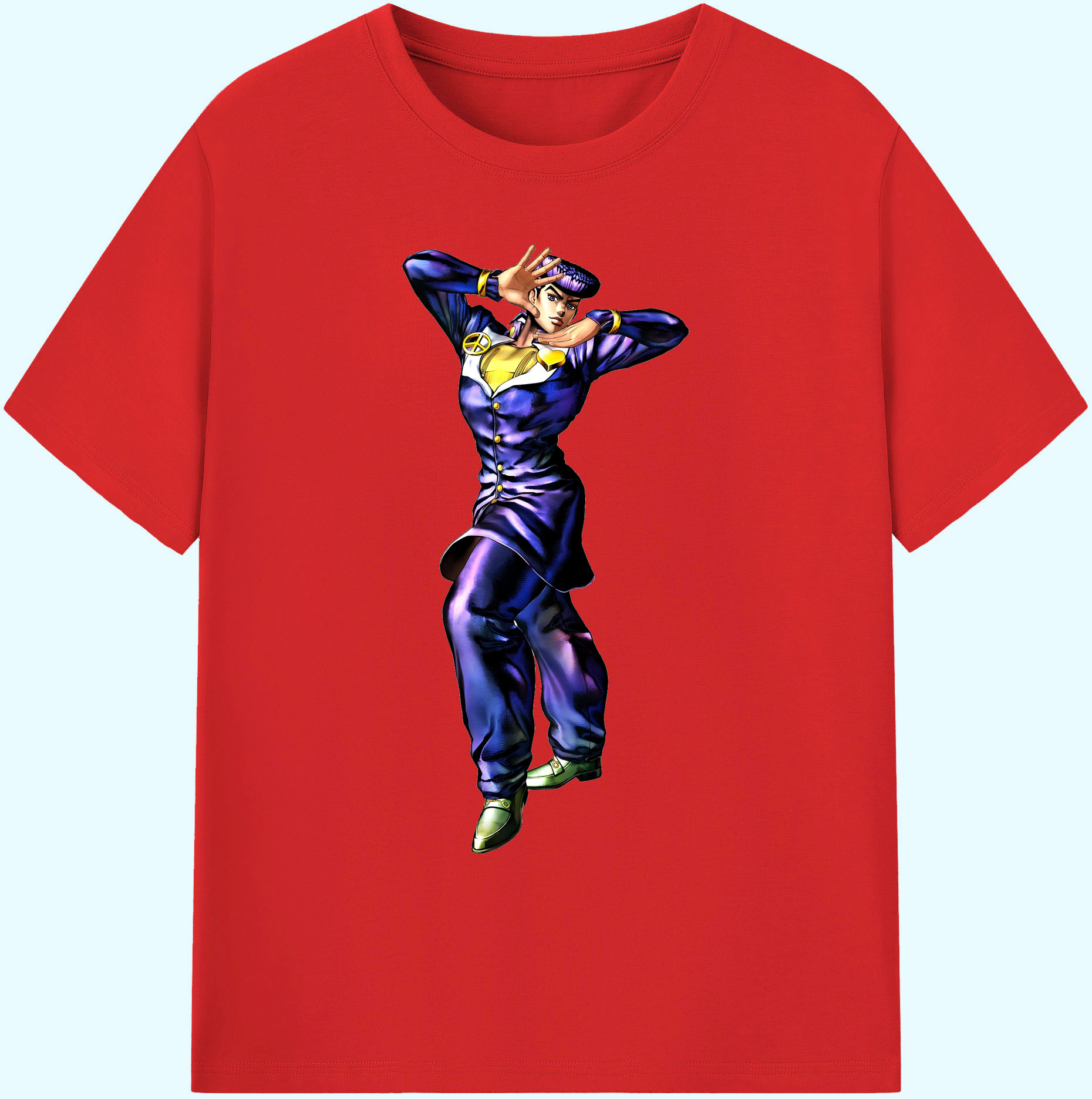 （画像用） ジョジョの奇妙な冒険 ひがしかた じょうすけ JoJo's Bizarre Adventure Higashikata Josuke 綿100％ メンズ半袖Tシャツ｜肌触りやわらか＆通気性