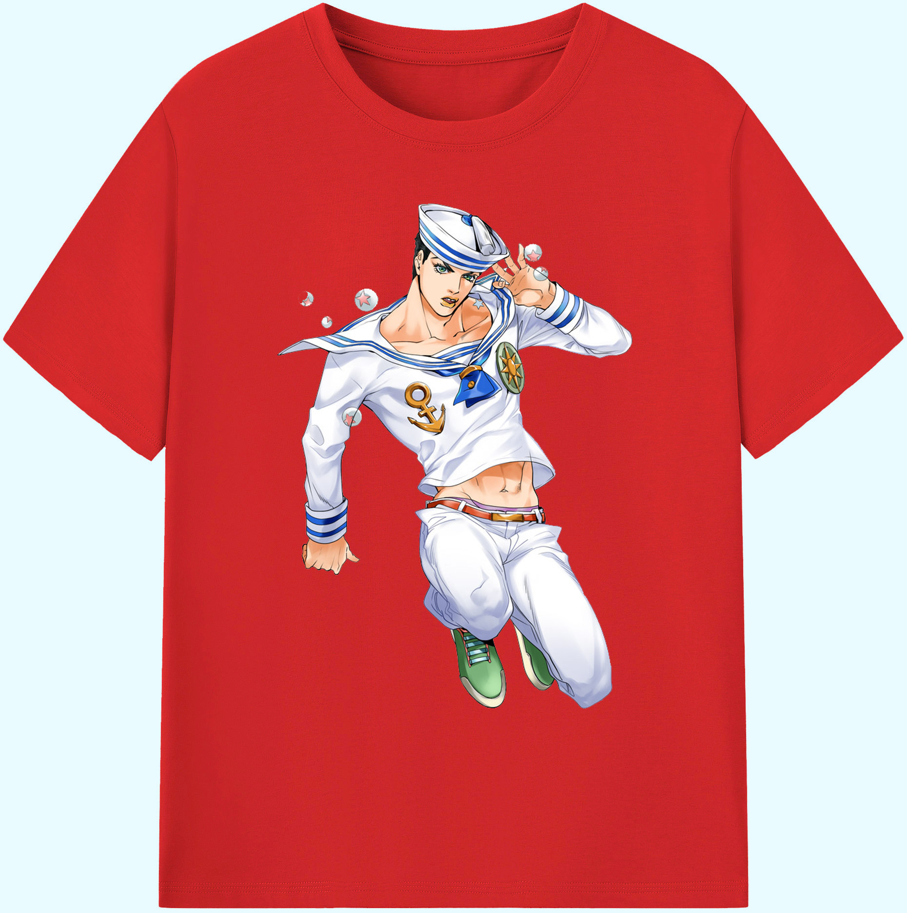 （画像用） ジョジョの奇妙な冒険 東方定助 JoJo's Bizarre Adventure Higashikata Josuke 綿100％ メンズ半袖Tシャツ｜肌触りやわらか＆通気性