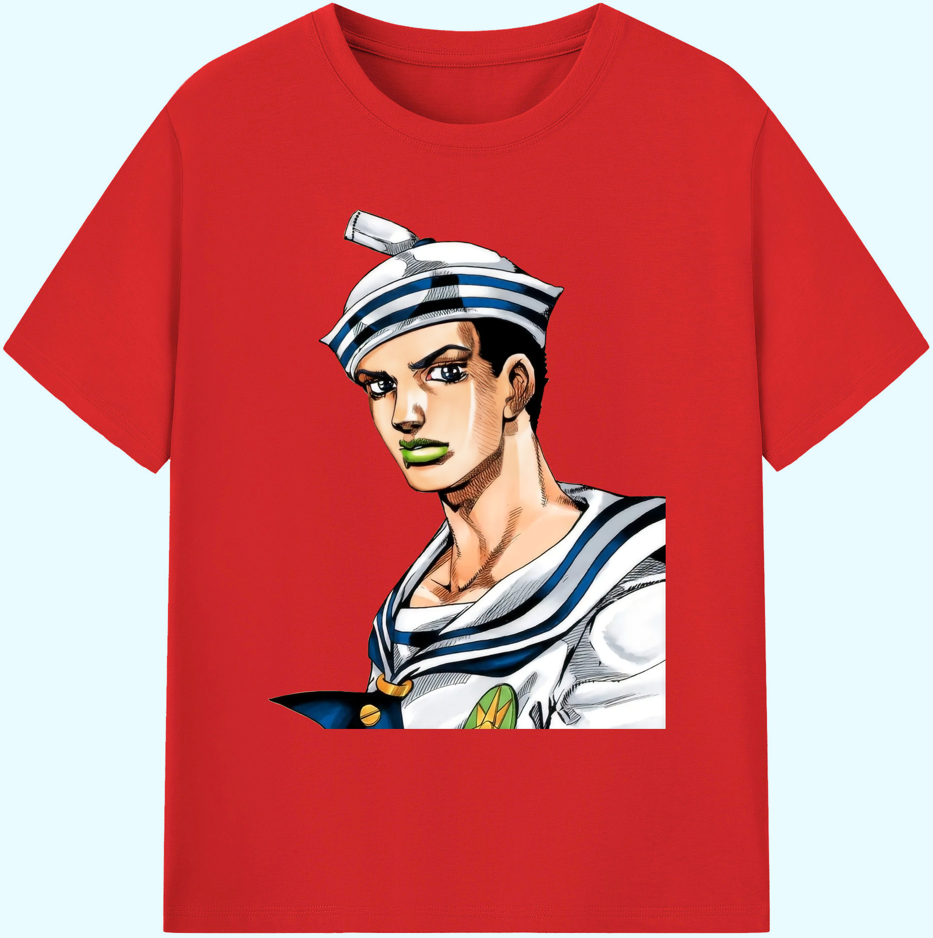 （画像用） ジョジョの奇妙な冒険 東方定助 JoJo's Bizarre Adventure Higashikata Josuke 綿100％ メンズ半袖Tシャツ｜肌触りやわらか＆通気性