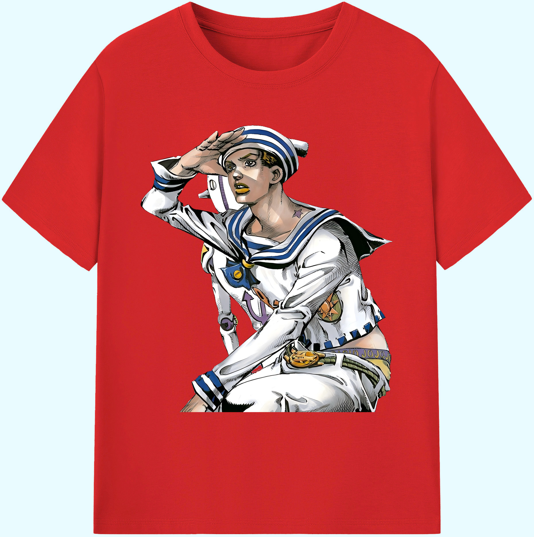 （画像用） ジョジョの奇妙な冒険 東方定助 JoJo's Bizarre Adventure Higashikata Josuke 綿100％ メンズ半袖Tシャツ｜肌触りやわらか＆通気性