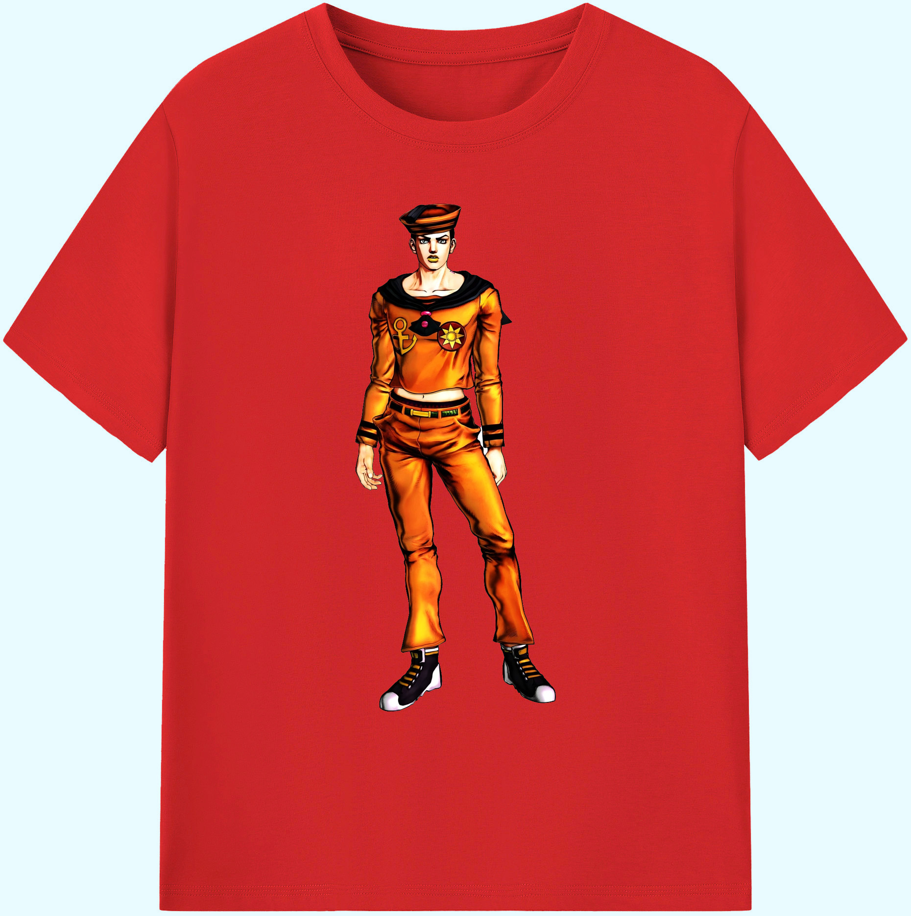 （画像用） ジョジョの奇妙な冒険 東方定助 JoJo's Bizarre Adventure Higashikata Josuke 綿100％ メンズ半袖Tシャツ｜肌触りやわらか＆通気性