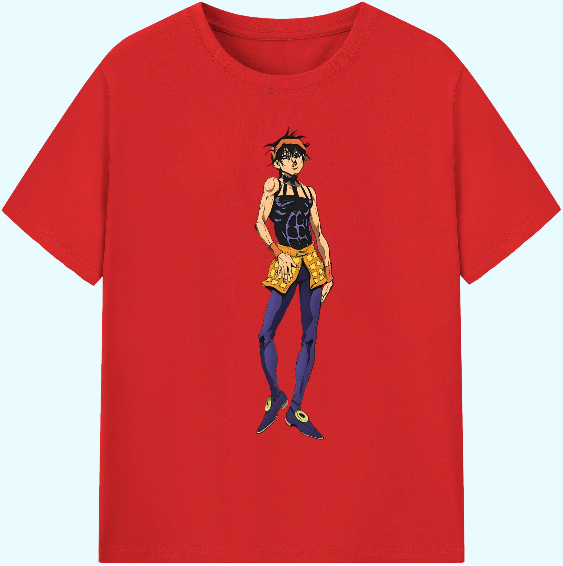 （画像用） ジョジョの奇妙な冒険 ナランチャ?ギルガ JoJo's Bizarre Adventure Narancia Ghirga 綿100％ メンズ半袖Tシャツ｜肌触りやわらか＆通気性