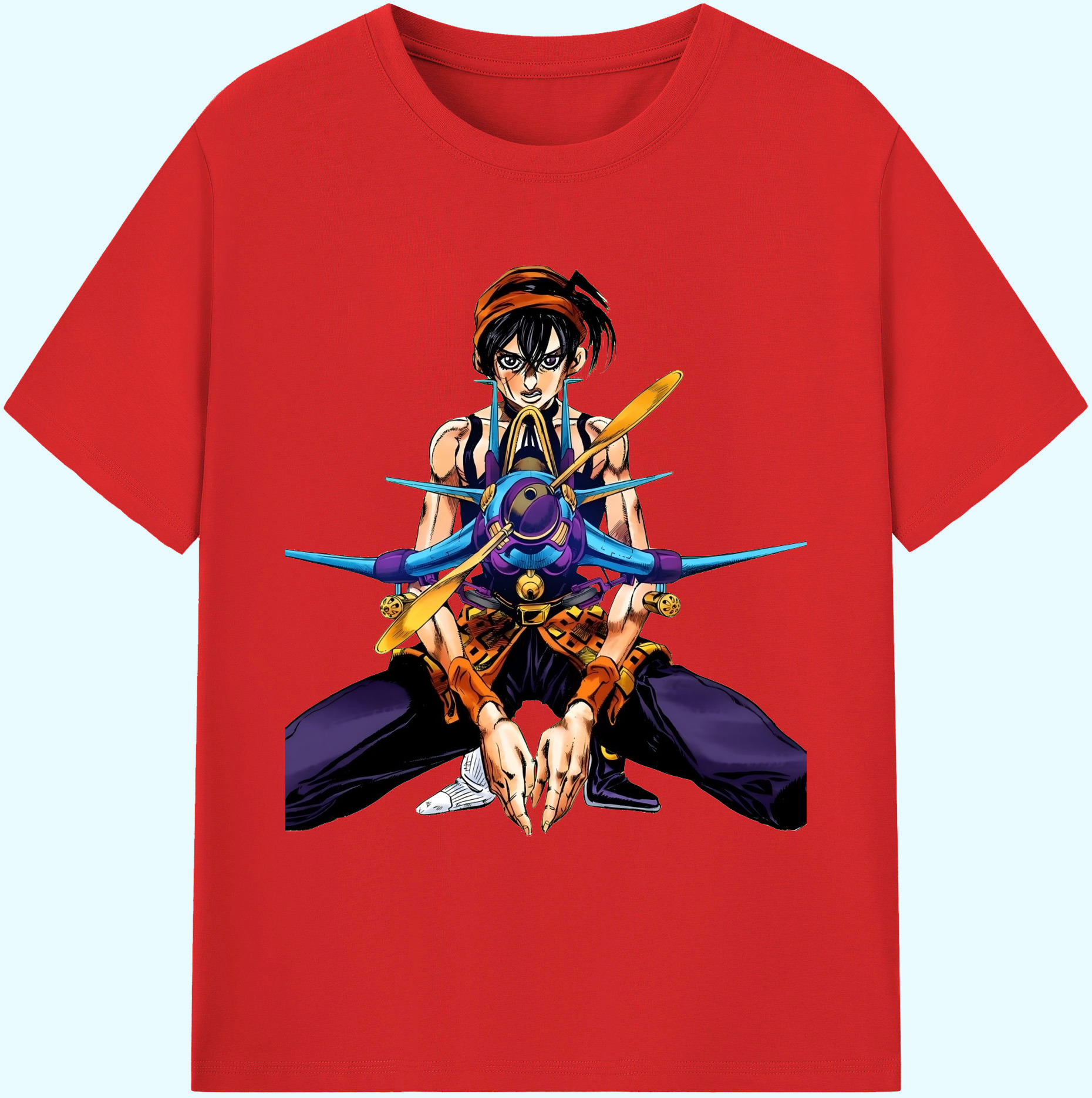 （画像用） ジョジョの奇妙な冒険 ナランチャ?ギルガ JoJo's Bizarre Adventure Narancia Ghirga 綿100％ メンズ半袖Tシャツ｜肌触りやわらか＆通気性