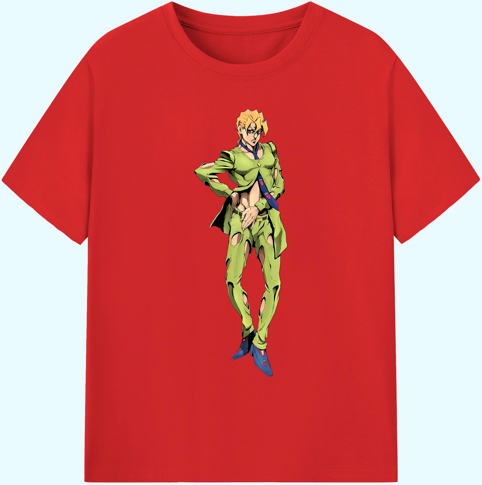 （画像用） ジョジョの奇妙な冒険 パンナコッタ?フー JoJo's Bizarre Adventure Pannacotta Fugo 綿100％ メンズ半袖Tシャツ｜肌触りやわらか＆通気性