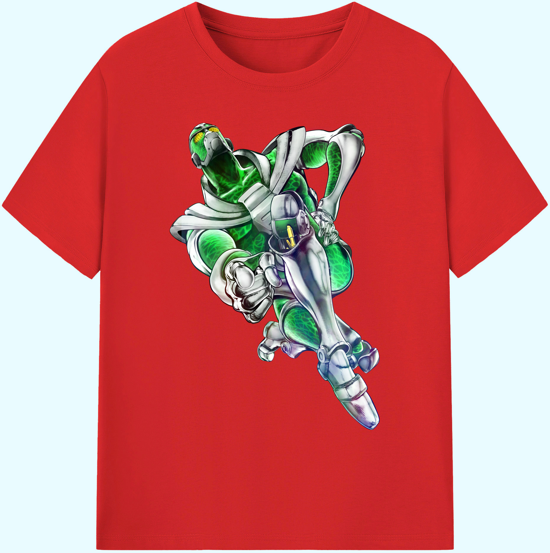 （画像用） ジョジョの奇妙な冒険 花京院 典明（かきょういん のりあき） JoJo's Bizarre Adventure Kakyoin Noriaki 綿100％ メンズ半袖Tシャツ｜肌触りやわらか＆通気性
