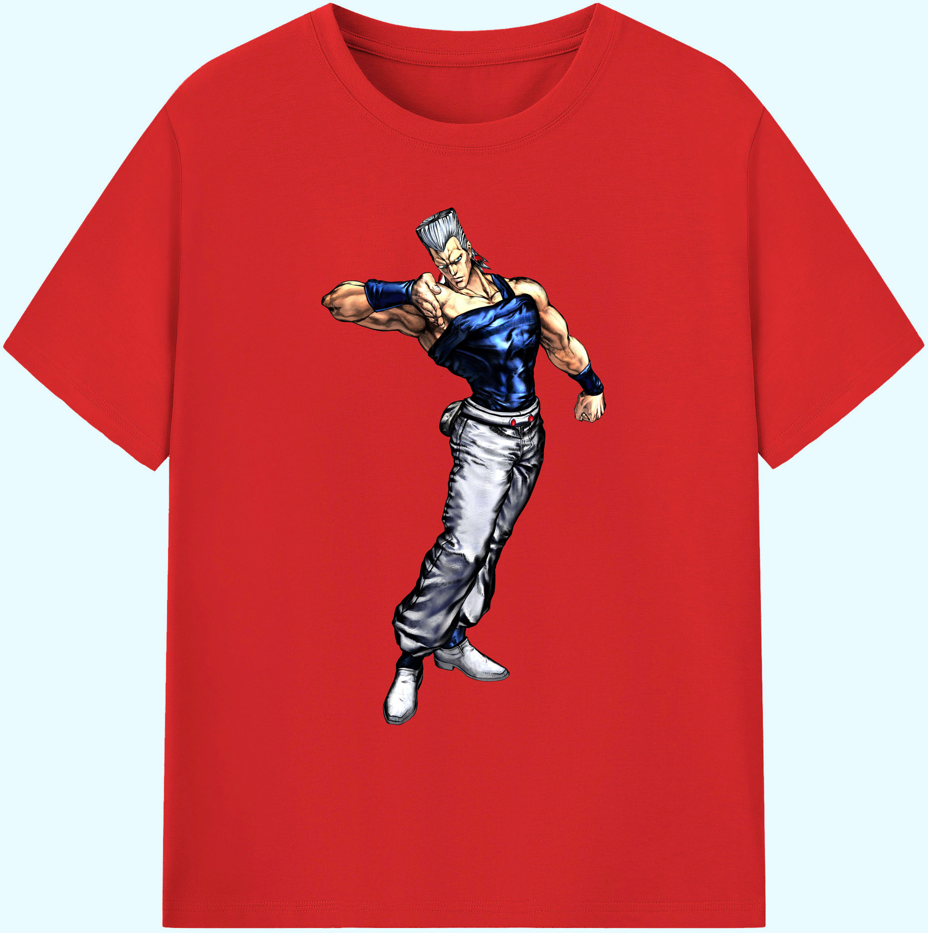 （画像用） ジョジョの奇妙な冒険 ジャン＝ピエール?ポルナレフ JoJo's Bizarre Adventure Jan Pierre Polnareff 綿100％ メンズ半袖Tシャツ｜肌触りやわらか＆通気性