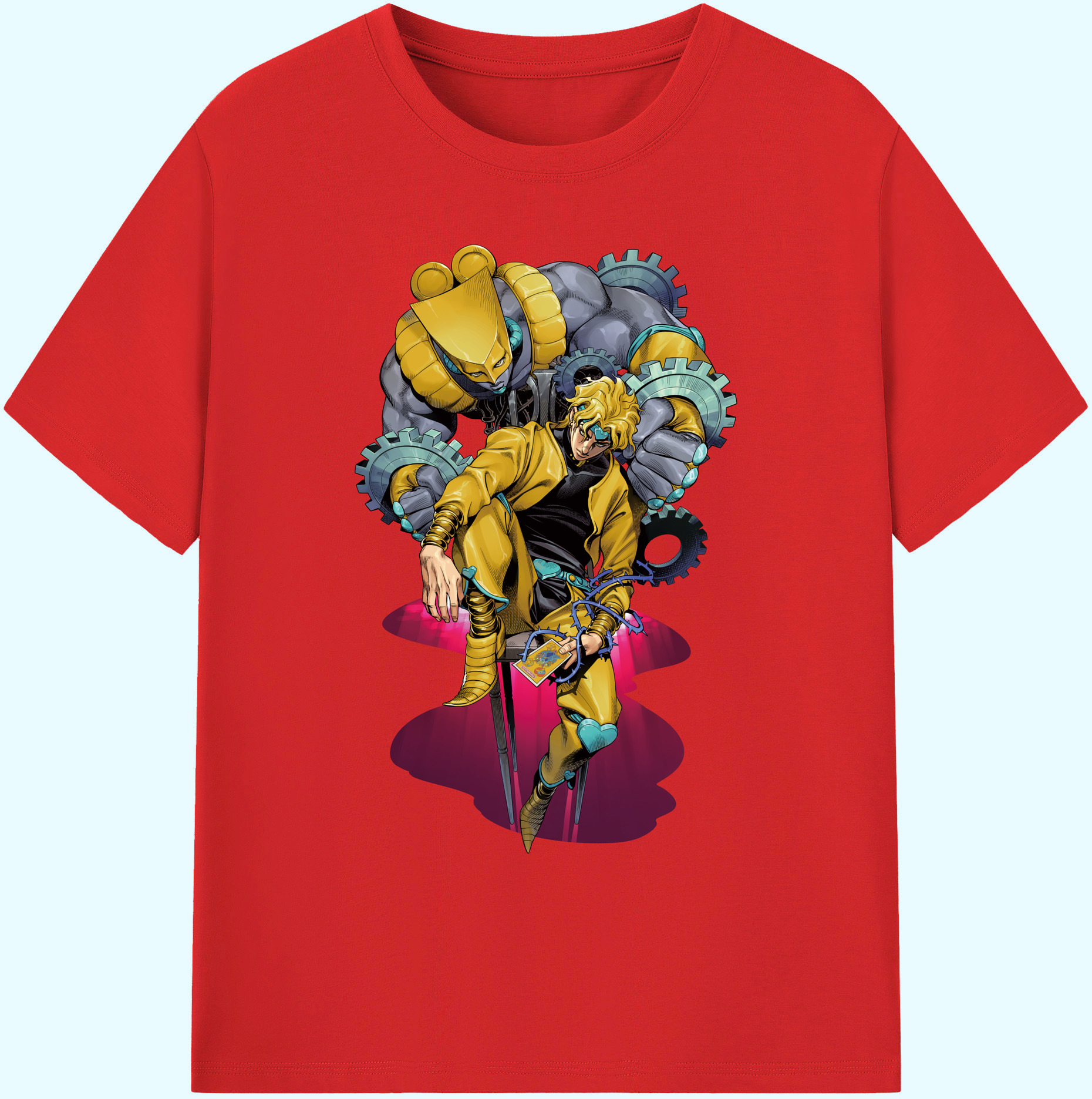 （画像用） ジョジョの奇妙な冒険 ディオ?ブランドー JoJo's Bizarre Adventure Dio Brando 綿100％ メンズ半袖Tシャツ｜肌触りやわらか＆通気性