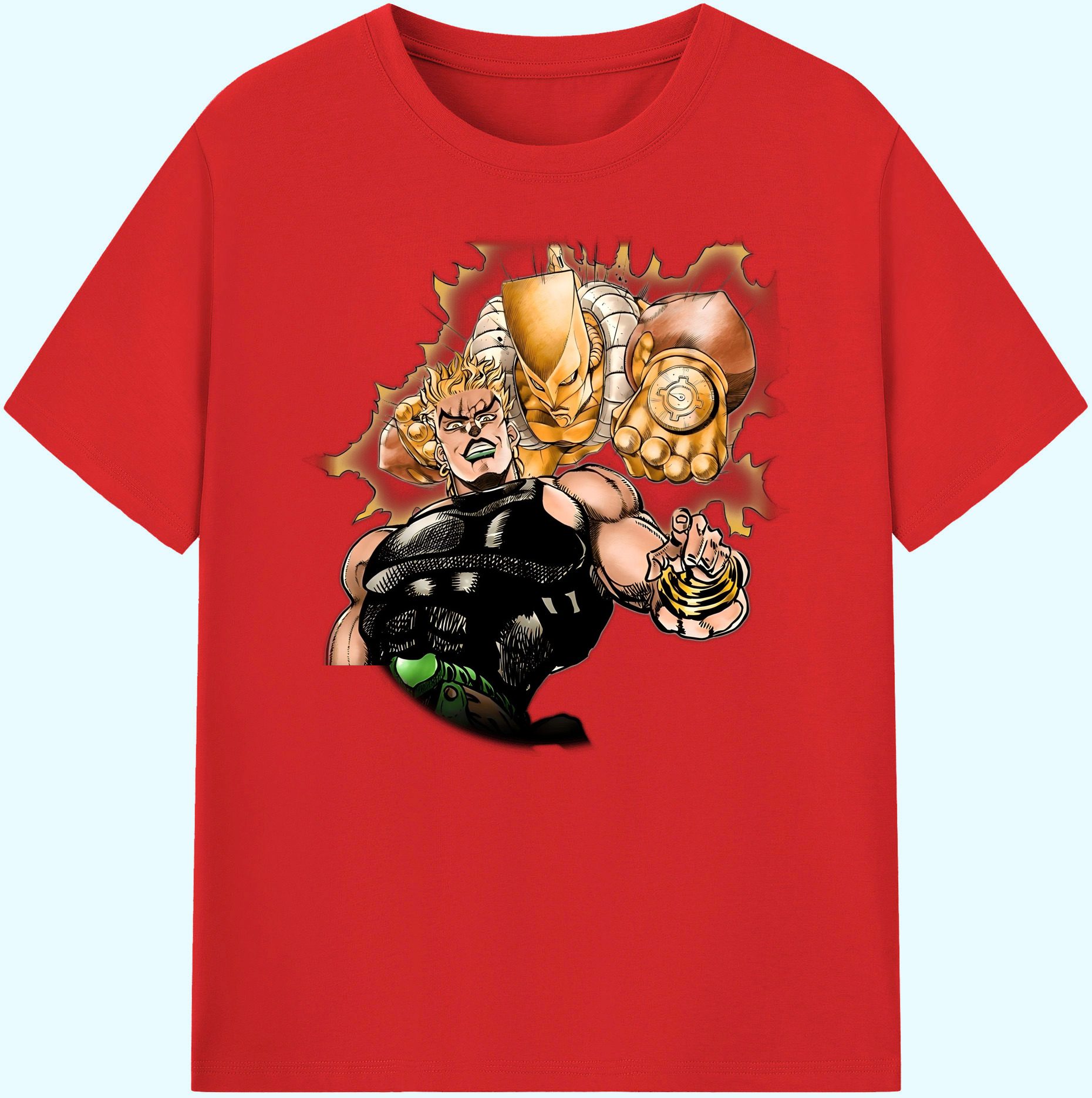 （画像用） ジョジョの奇妙な冒険 ディオ?ブランドー JoJo's Bizarre Adventure Dio Brando 綿100％ メンズ半袖Tシャツ｜肌触りやわらか＆通気性
