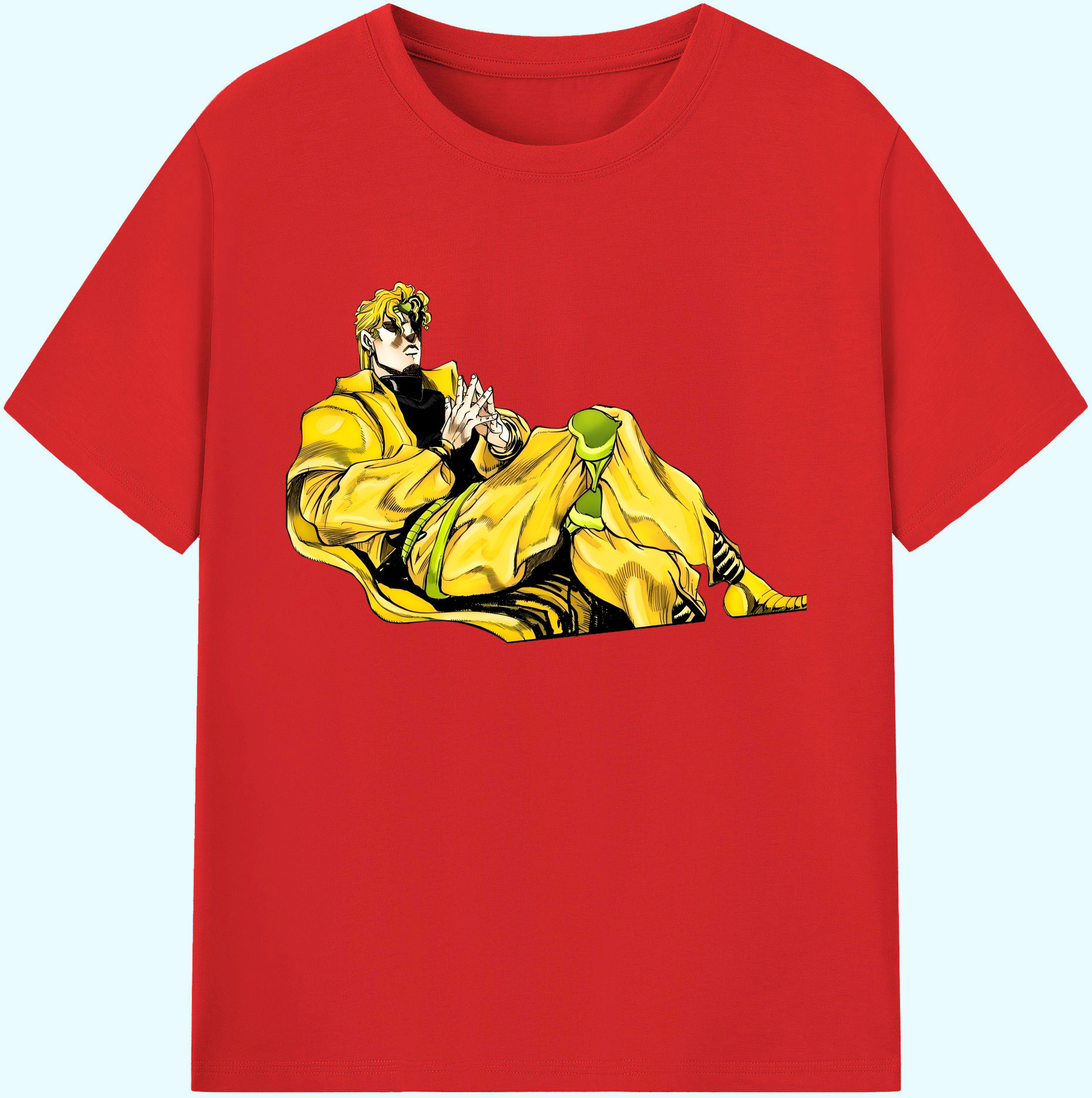 （画像用） ジョジョの奇妙な冒険 ディオ?ブランドー JoJo's Bizarre Adventure Dio Brando 綿100％ メンズ半袖Tシャツ｜肌触りやわらか＆通気性