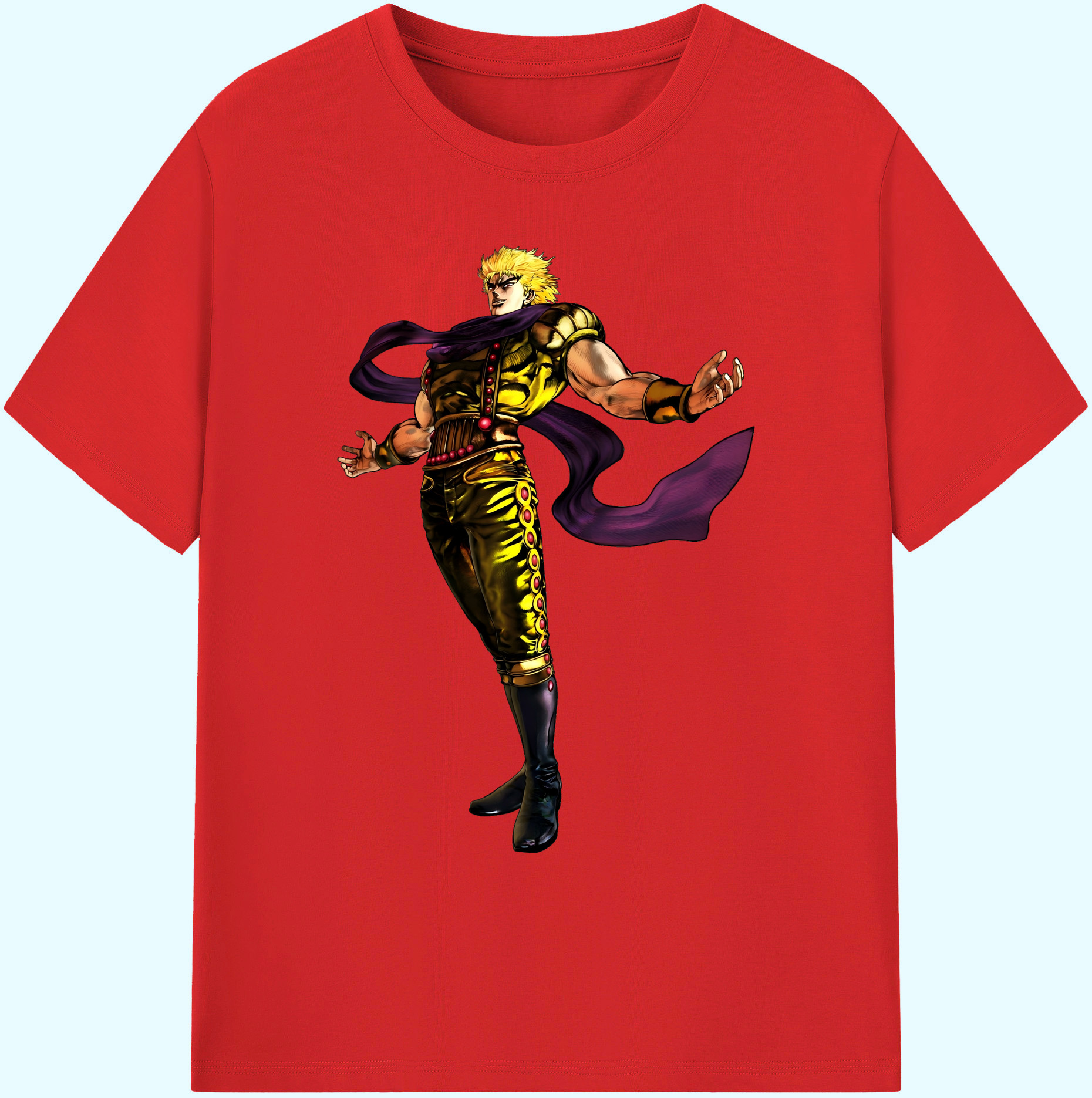 （画像用） ジョジョの奇妙な冒険 ディオ?ブランドー JoJo's Bizarre Adventure Dio Brando 綿100％ メンズ半袖Tシャツ｜肌触りやわらか＆通気性