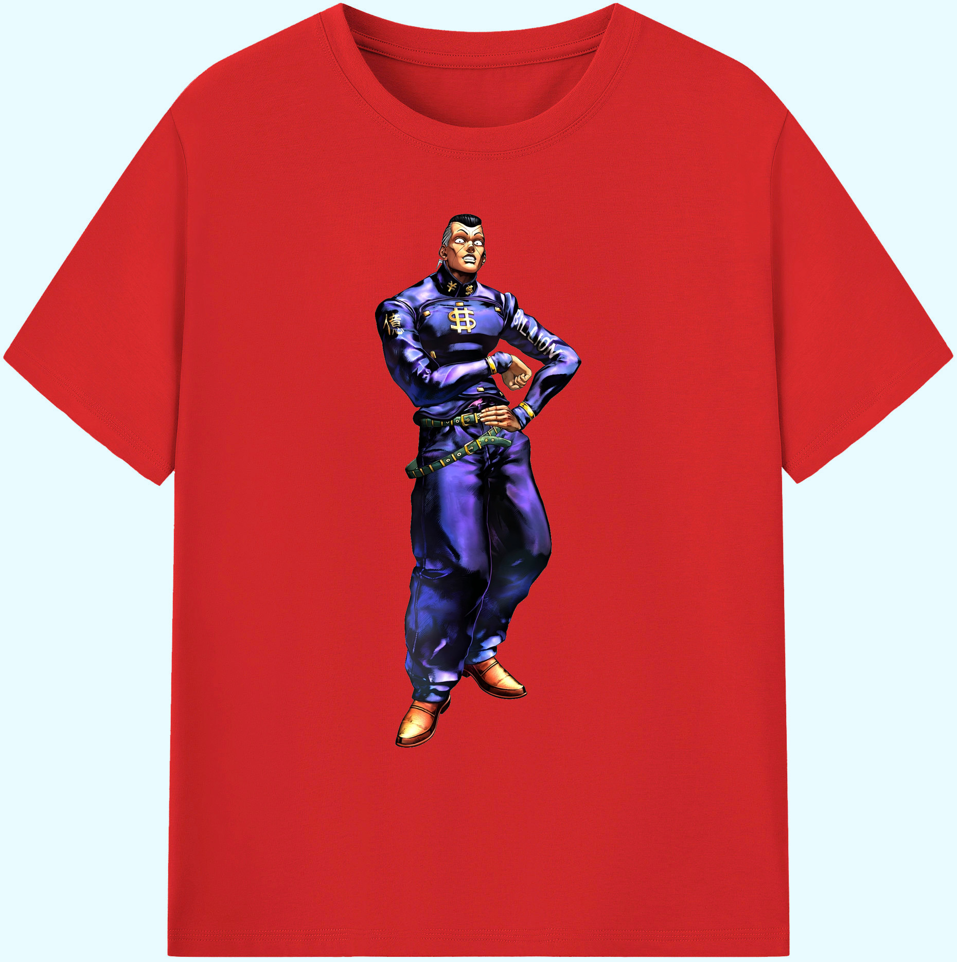 （画像用） ジョジョの奇妙な冒険 虹村億泰 にじむら おくやす JoJo's Bizarre Adventure Nijimura Okuyasu 綿100％ メンズ半袖Tシャツ｜肌触りやわらか＆通気性