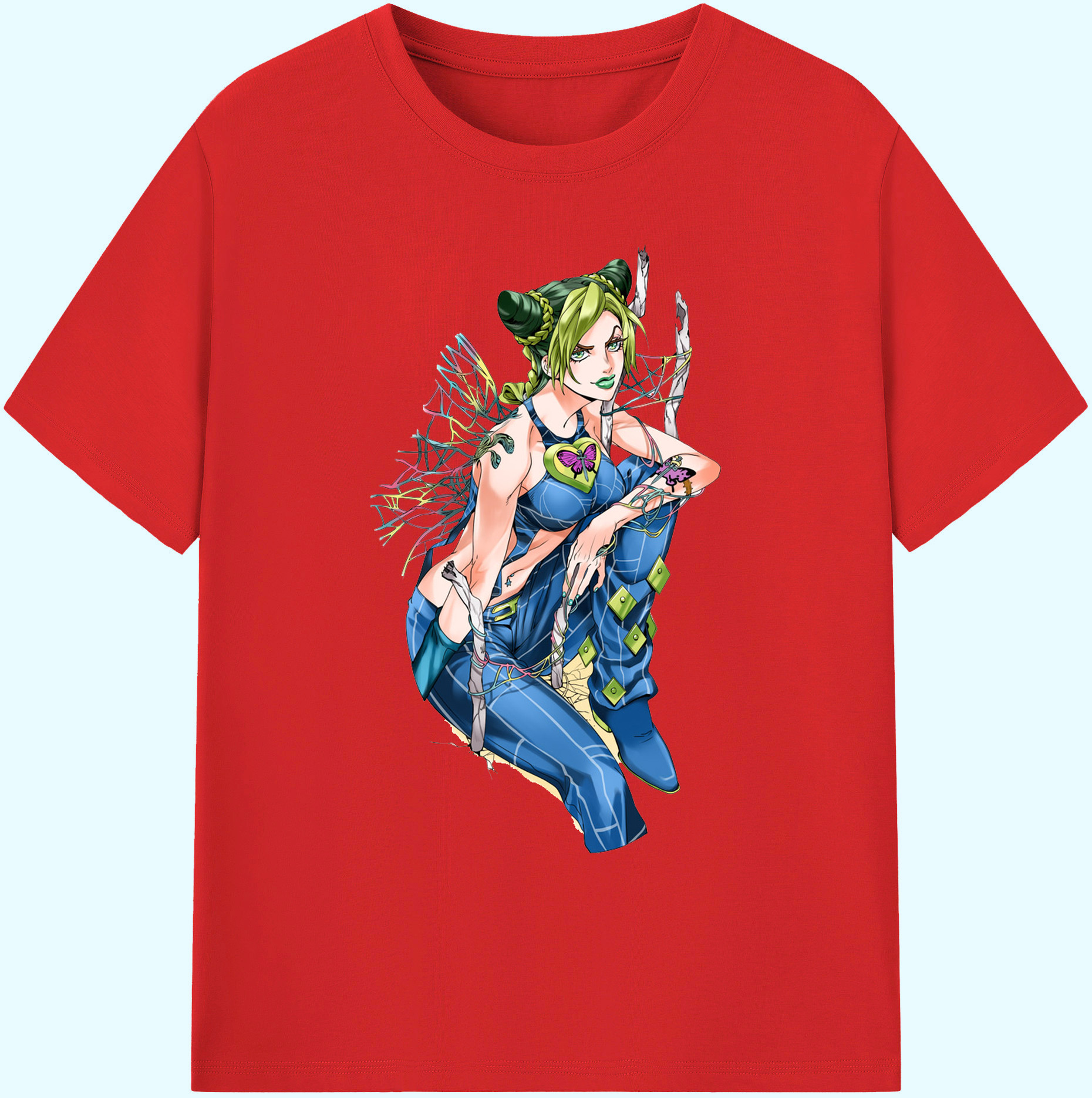 （画像用） "ジョジョの奇妙な冒険 くうじょう ジョリーン JoJo's Bizarre Adventure Jolyne Cujoh " 綿100％ メンズ半袖Tシャツ｜肌触りやわらか＆通気性