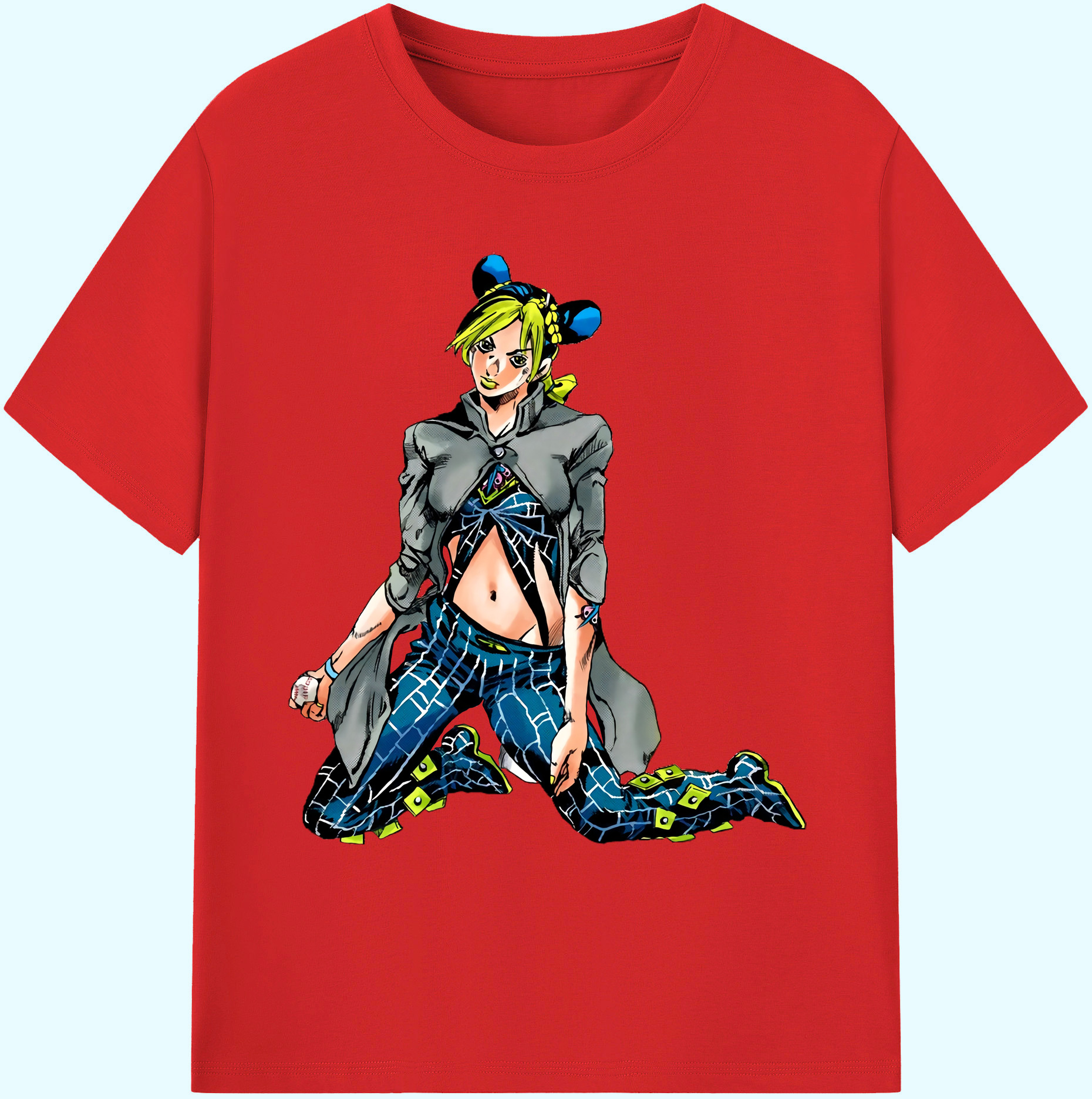 （画像用） "ジョジョの奇妙な冒険 くうじょう ジョリーン JoJo's Bizarre Adventure Jolyne Cujoh " 綿100％ メンズ半袖Tシャツ｜肌触りやわらか＆通気性