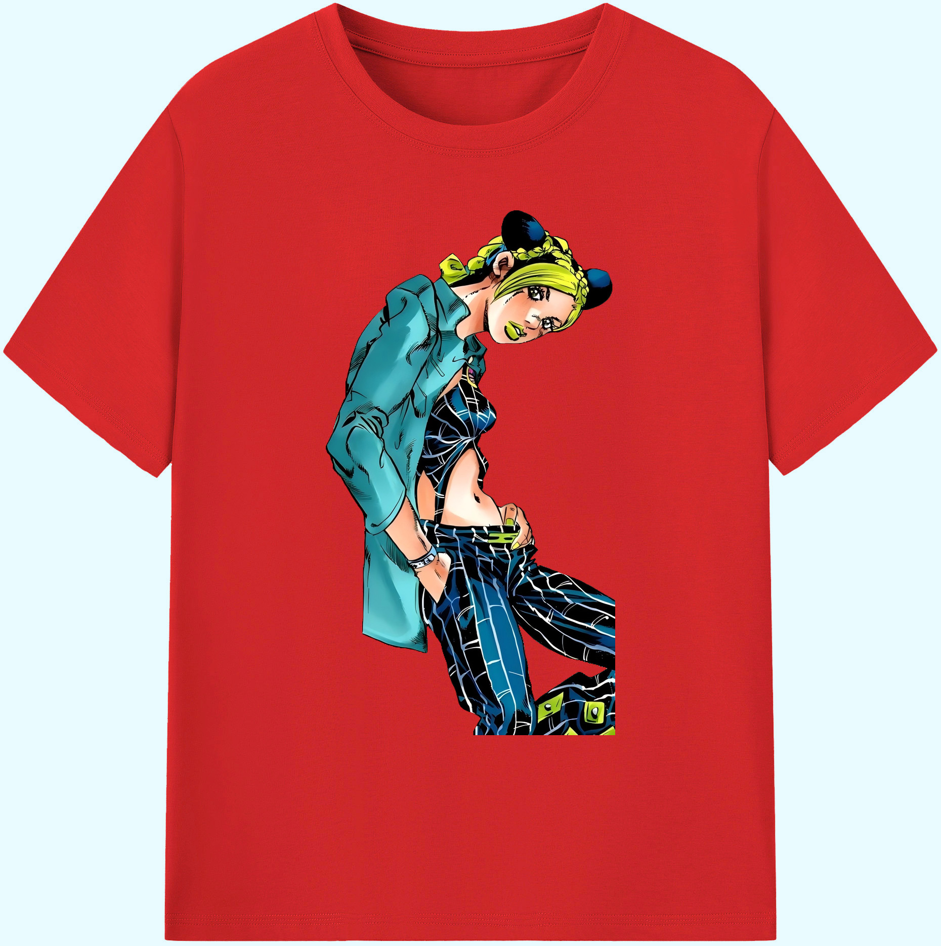 （画像用） "ジョジョの奇妙な冒険 くうじょう ジョリーン JoJo's Bizarre Adventure Jolyne Cujoh " 綿100％ メンズ半袖Tシャツ｜肌触りやわらか＆通気性