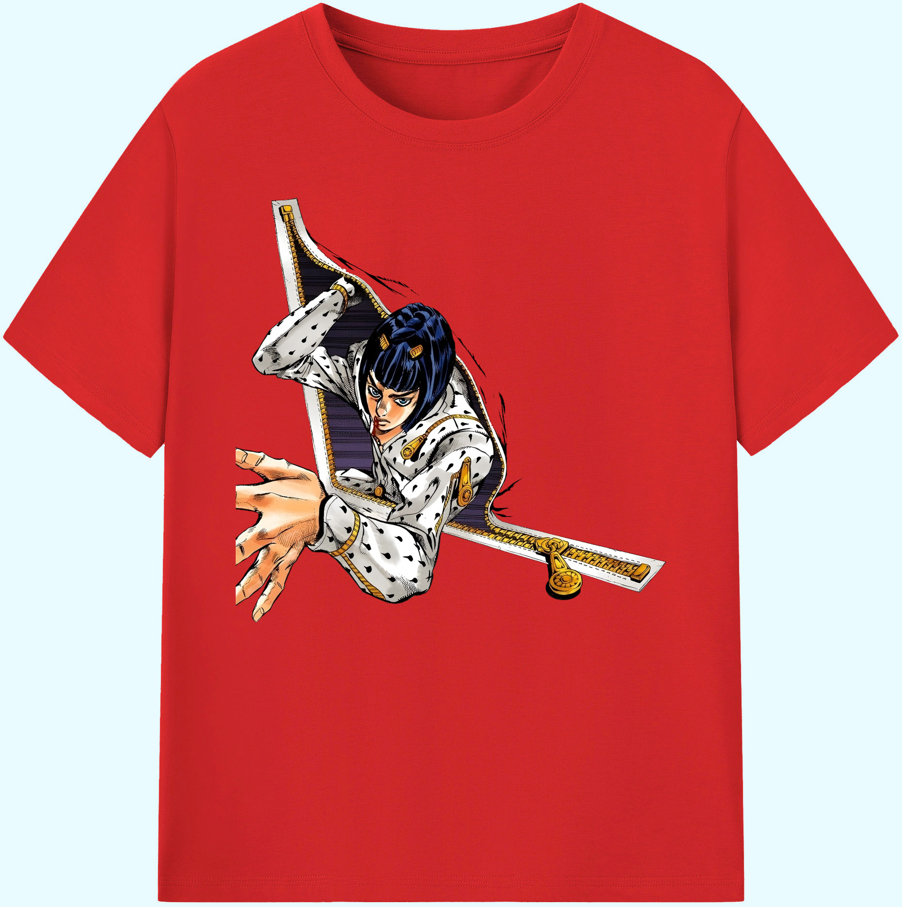 （画像用） ジョジョの奇妙な冒険 ブローノ?ブチャラティ JoJo's Bizarre Adventure Bruno Bucciarati 綿100％ メンズ半袖Tシャツ｜肌触りやわらか＆通気性
