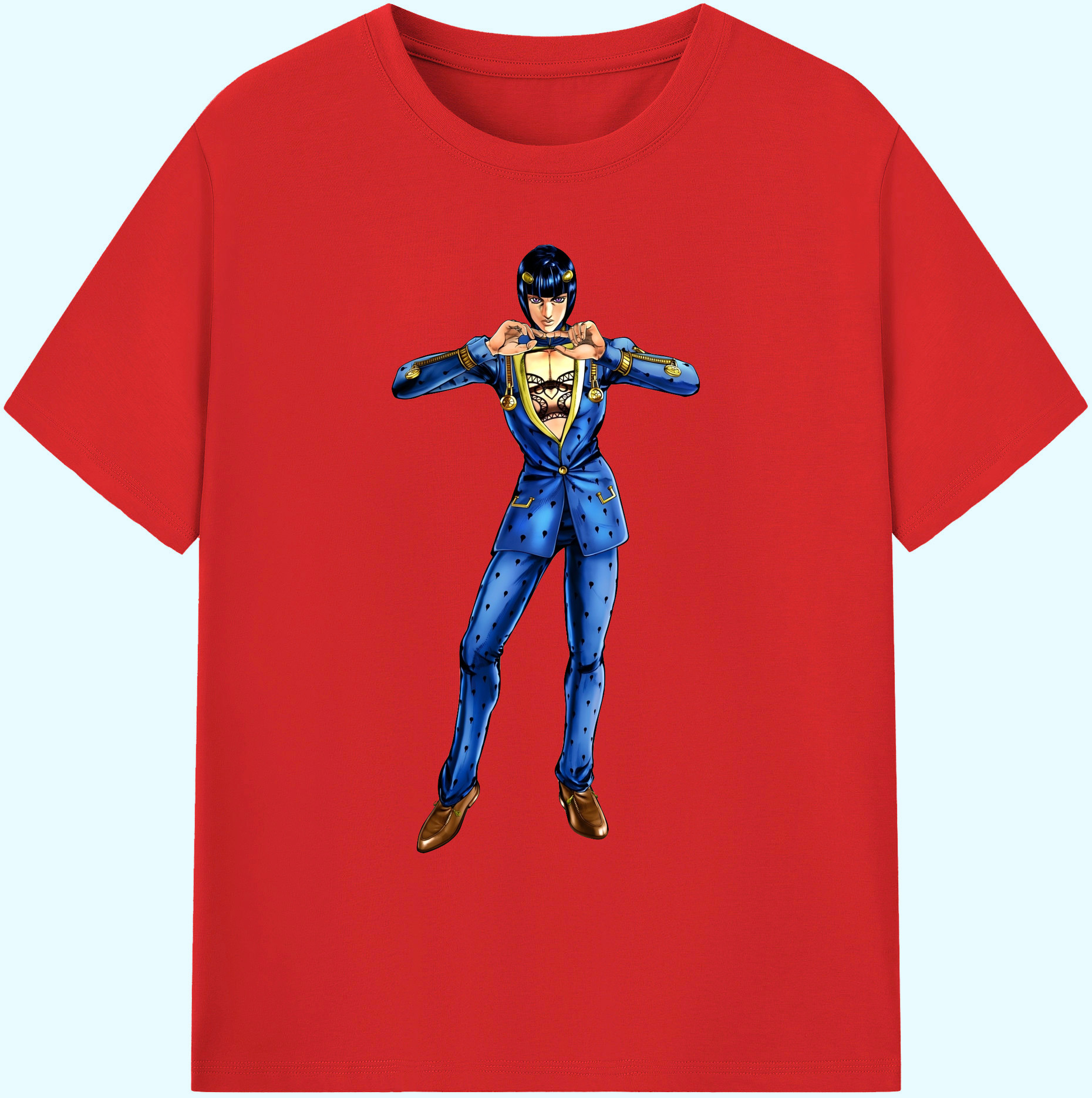 （画像用） ジョジョの奇妙な冒険 ブローノ?ブチャラティ JoJo's Bizarre Adventure Bruno Bucciarati 綿100％ メンズ半袖Tシャツ｜肌触りやわらか＆通気性