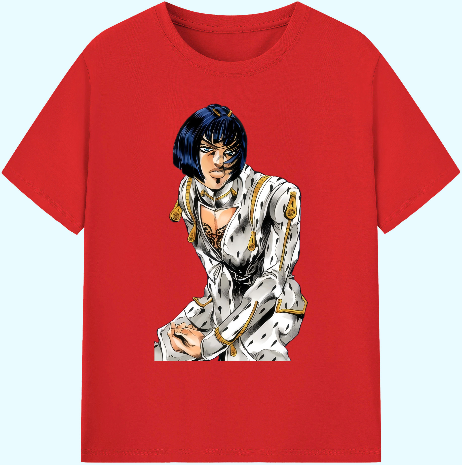 （画像用） ジョジョの奇妙な冒険 ブローノ?ブチャラティ JoJo's Bizarre Adventure Bruno Bucciarati 綿100％ メンズ半袖Tシャツ｜肌触りやわらか＆通気性