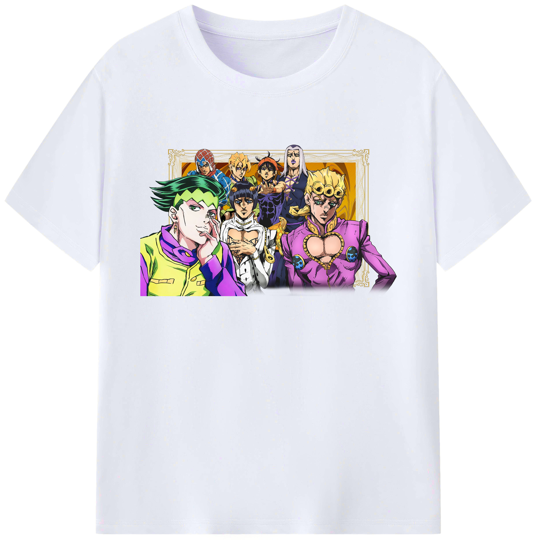 （画像用） ジョジョの奇妙な冒険 ジョルノ?ジョバァーナ JoJo's Bizarre Adventure Giorno Giovanna 綿100％ メンズ半袖Tシャツ｜肌触りやわらか＆通気性
