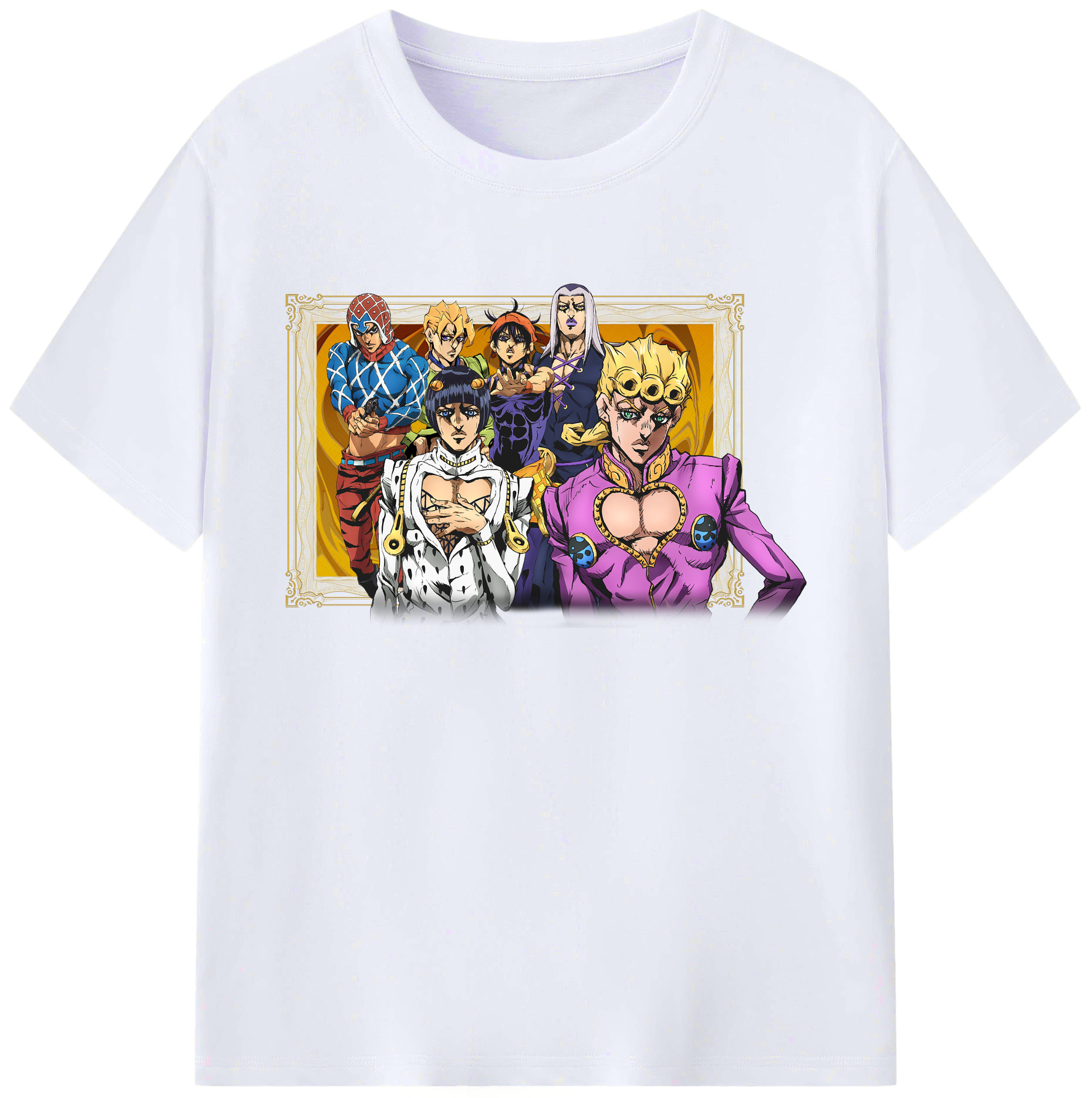 （画像用） ジョジョの奇妙な冒険 ジョルノ?ジョバァーナ JoJo's Bizarre Adventure Giorno Giovanna 綿100％ メンズ半袖Tシャツ｜肌触りやわらか＆通気性