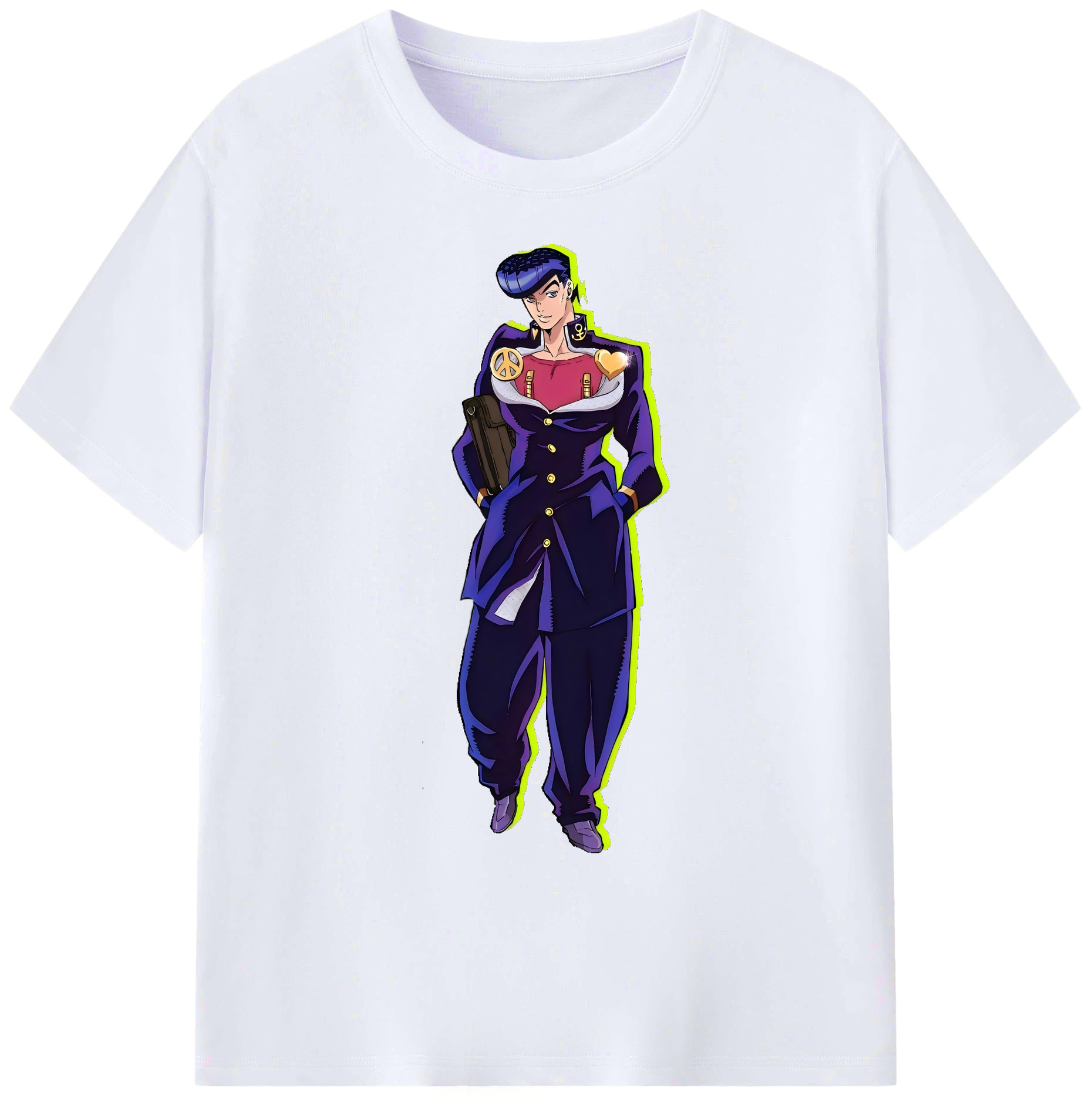 （画像用） ジョジョの奇妙な冒険 ひがしかた じょうすけ JoJo's Bizarre Adventure Higashikata Josuke 綿100％ メンズ半袖Tシャツ｜肌触りやわらか＆通気性