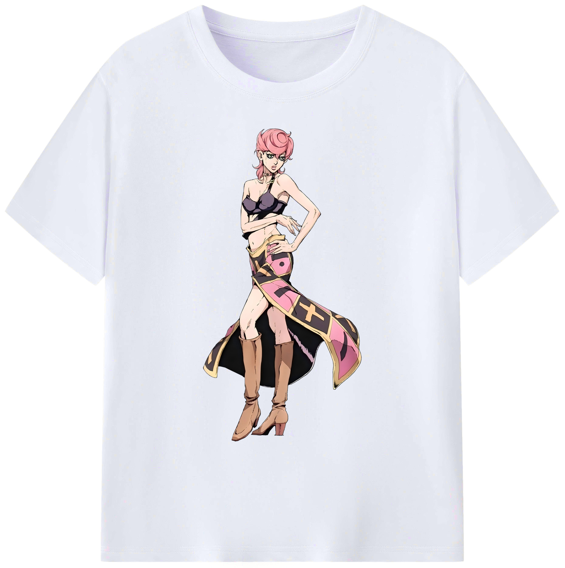 （画像用） ジョジョの奇妙な冒険 トリッシュ?ウナ JoJo's Bizarre Adventure Trish Una 綿100％ メンズ半袖Tシャツ｜肌触りやわらか＆通気性