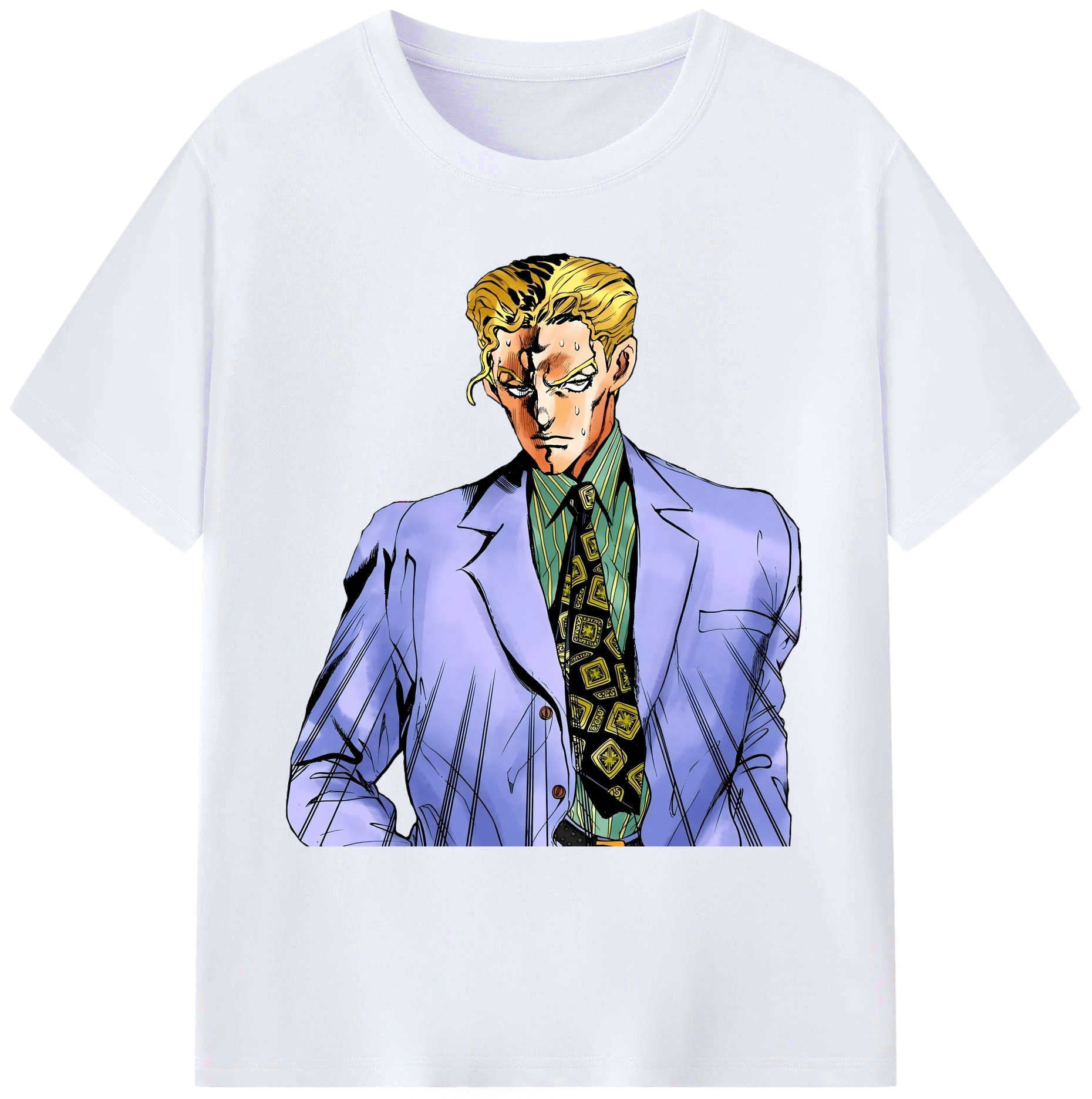 （画像用） ジョジョの奇妙な冒険 きら よしかげ JoJo's Bizarre Adventure Kira Yoshikage 綿100％ メンズ半袖Tシャツ｜肌触りやわらか＆通気性