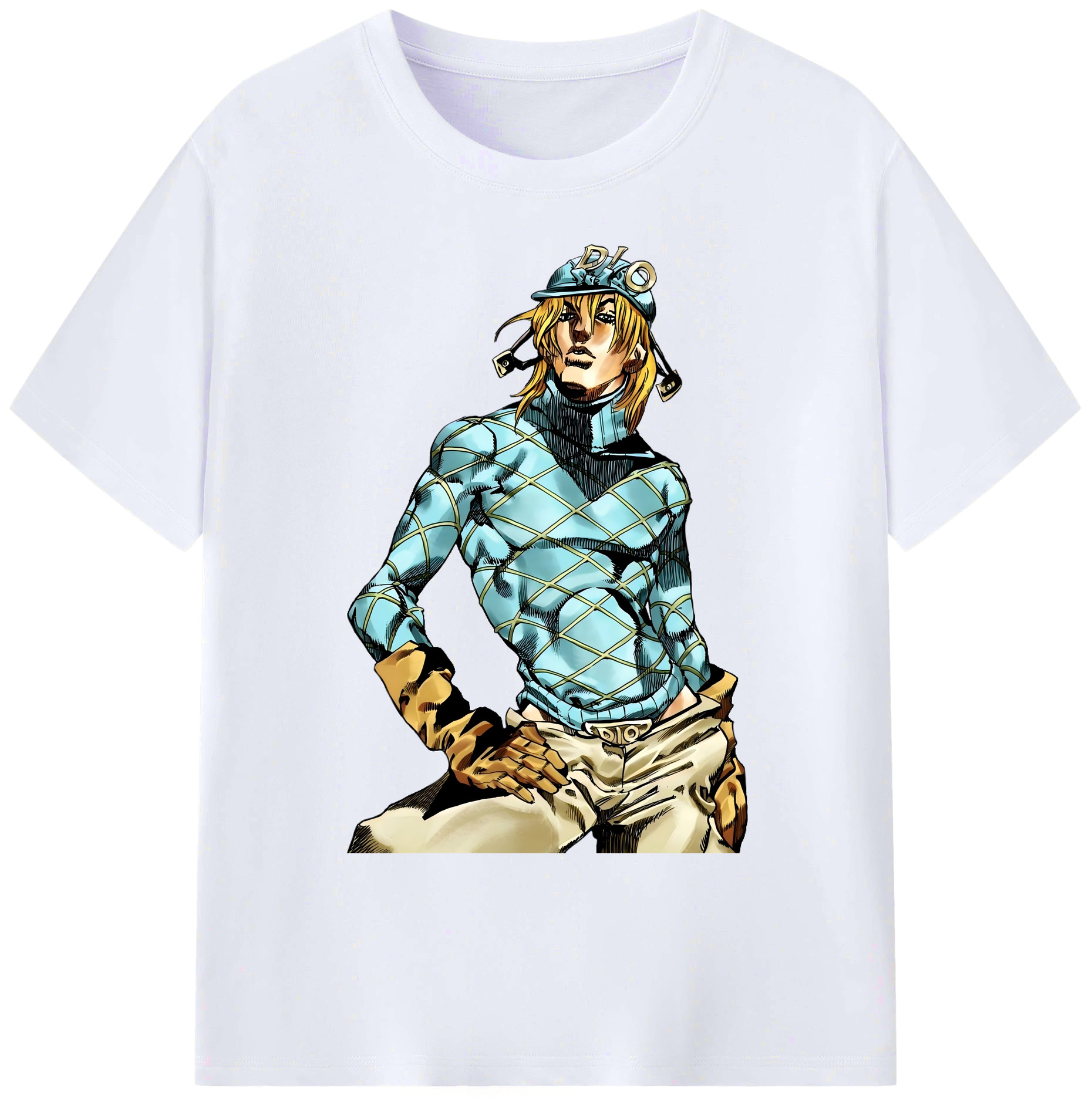 （画像用） ジョジョの奇妙な冒険 ディオ?ブランドー JoJo's Bizarre Adventure Dio Brando 綿100％ メンズ半袖Tシャツ｜肌触りやわらか＆通気性