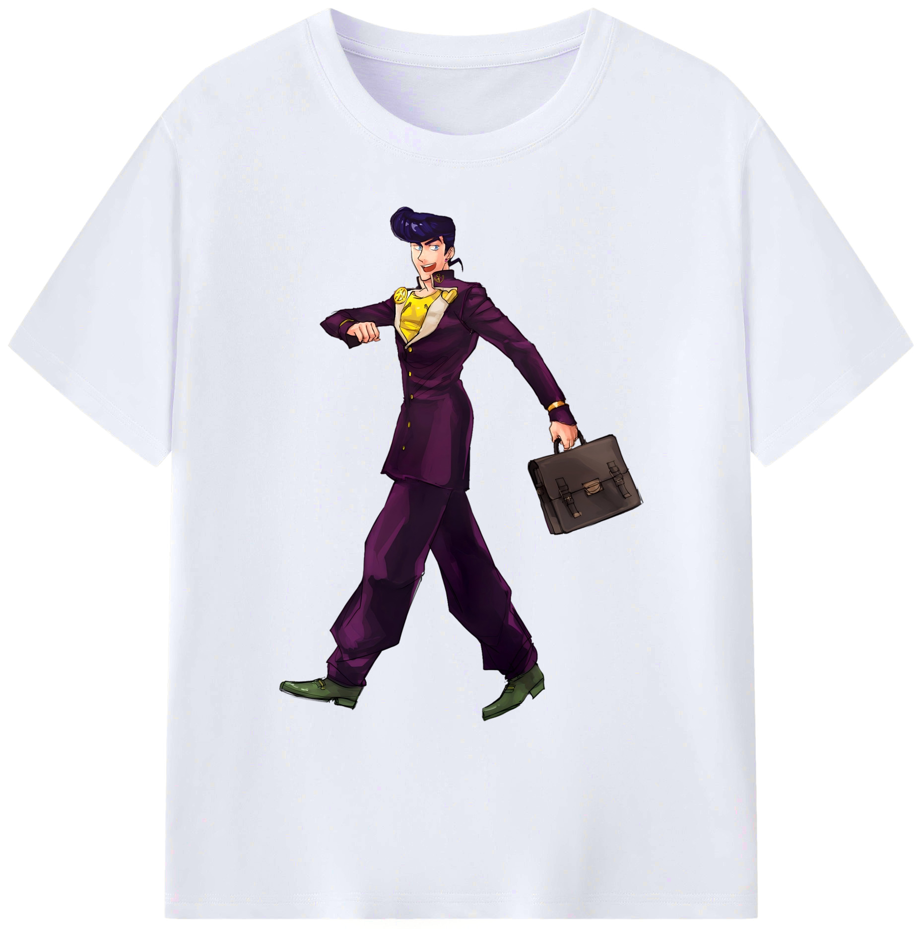 （画像用） ジョジョの奇妙な冒険 ひがしかた じょうすけ JoJo's Bizarre Adventure Higashikata Josuke 綿100％ メンズ半袖Tシャツ｜肌触りやわらか＆通気性