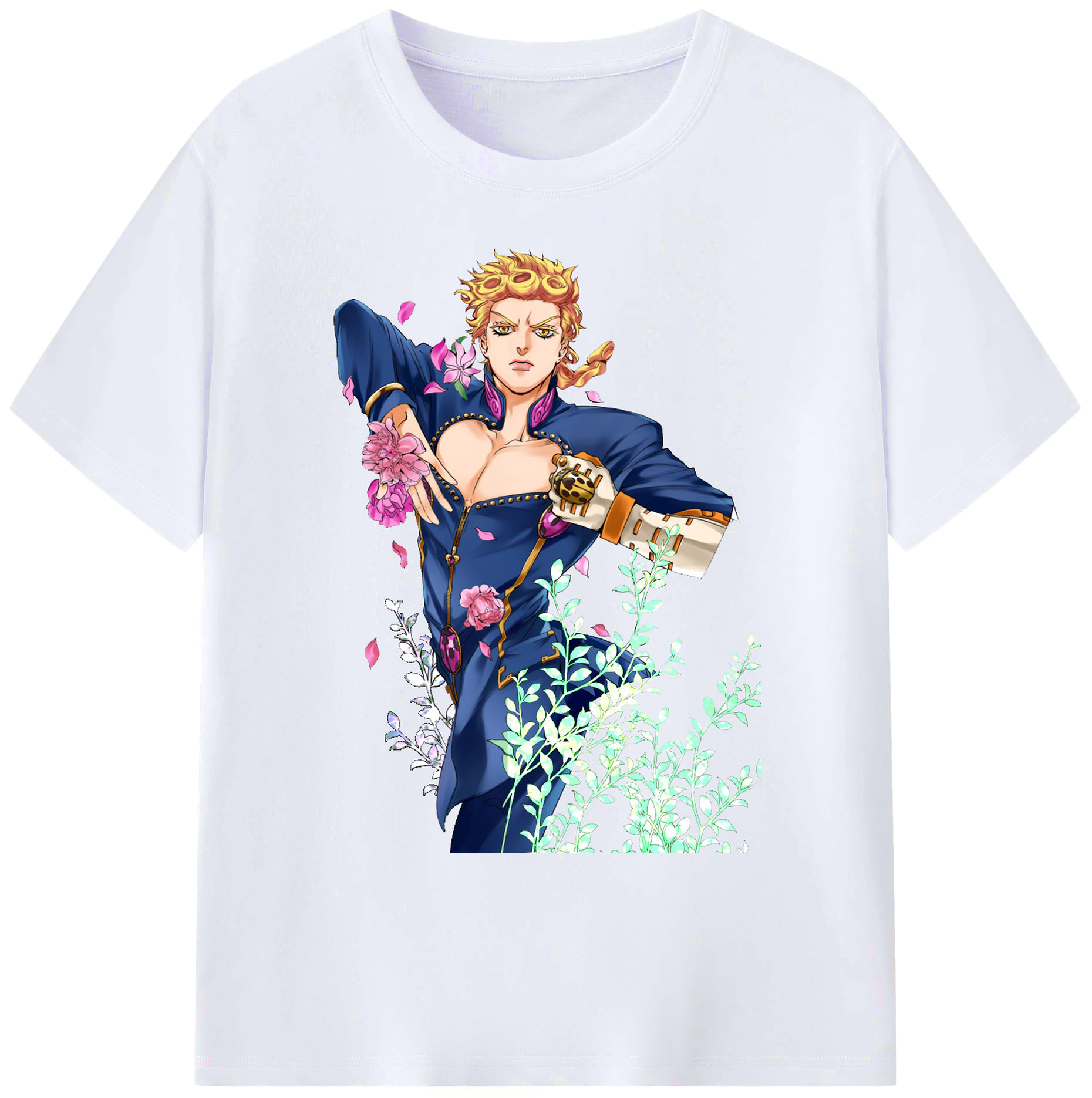 （画像用） ジョジョの奇妙な冒険 ジョルノ?ジョバァーナ JoJo's Bizarre Adventure Giorno Giovanna 綿100％ メンズ半袖Tシャツ｜肌触りやわらか＆通気性