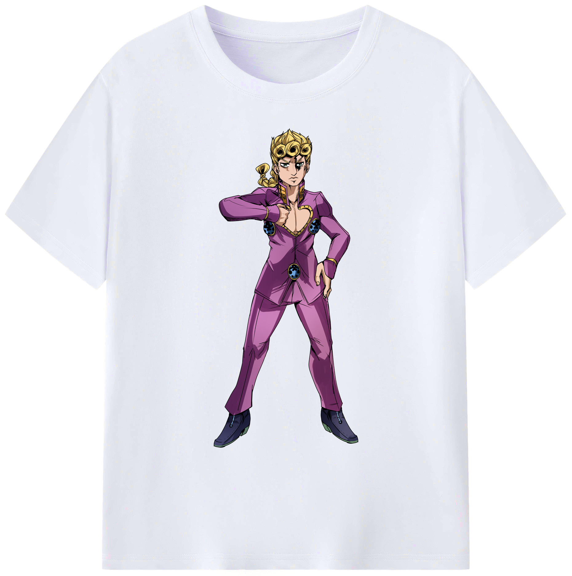 （画像用） ジョジョの奇妙な冒険 ジョルノ?ジョバァーナ JoJo's Bizarre Adventure Giorno Giovanna 綿100％ メンズ半袖Tシャツ｜肌触りやわらか＆通気性