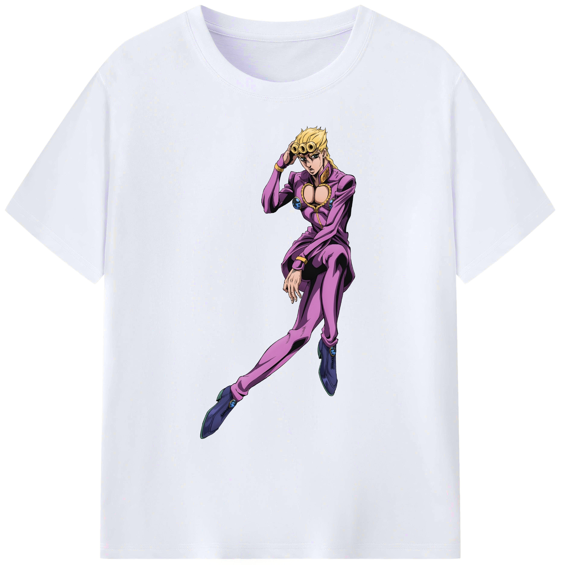 （画像用） ジョジョの奇妙な冒険 ジョルノ?ジョバァーナ JoJo's Bizarre Adventure Giorno Giovanna 綿100％ メンズ半袖Tシャツ｜肌触りやわらか＆通気性