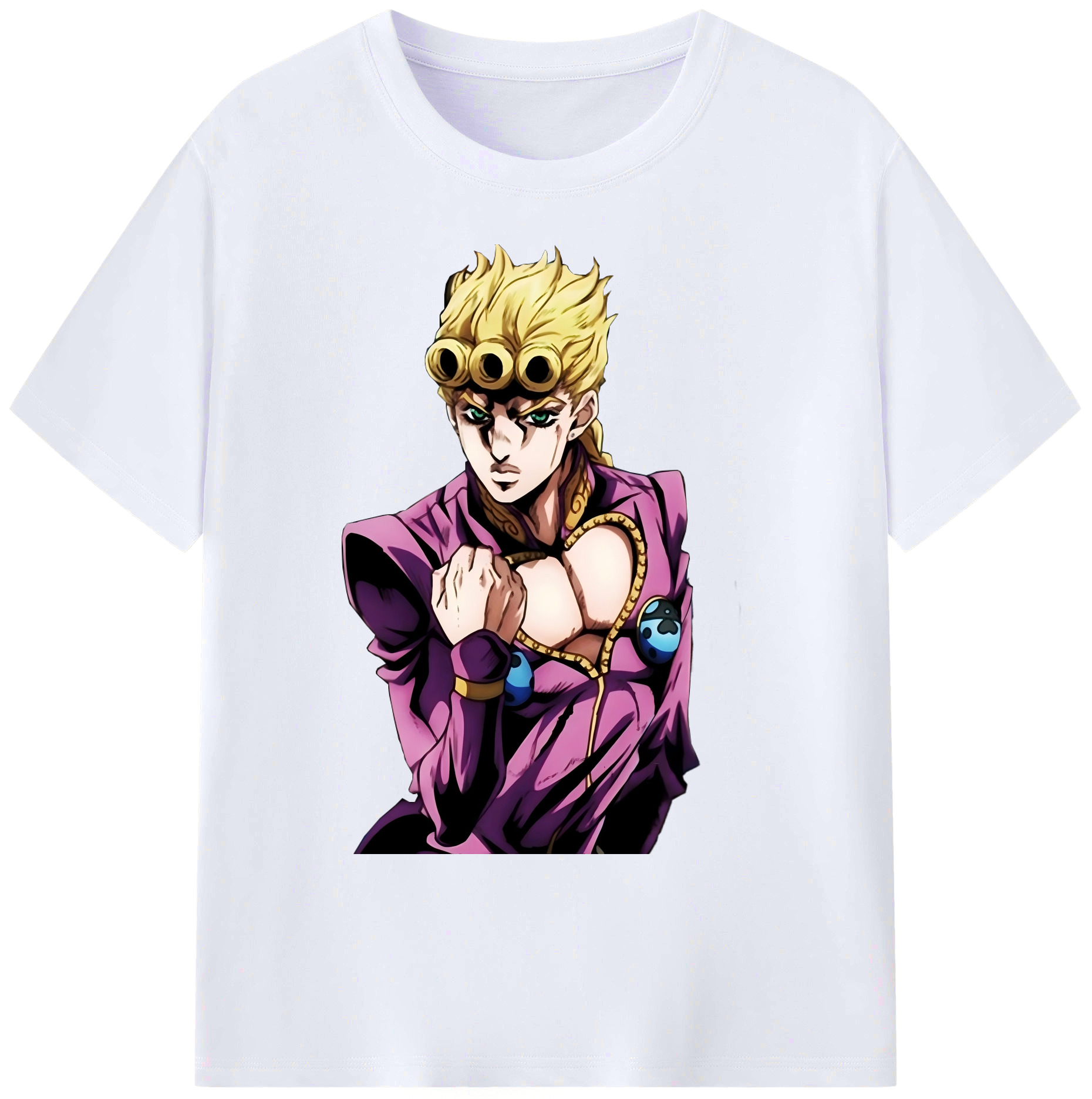 （画像用） ジョジョの奇妙な冒険 ジョルノ?ジョバァーナ JoJo's Bizarre Adventure Giorno Giovanna 綿100％ メンズ半袖Tシャツ｜肌触りやわらか＆通気性