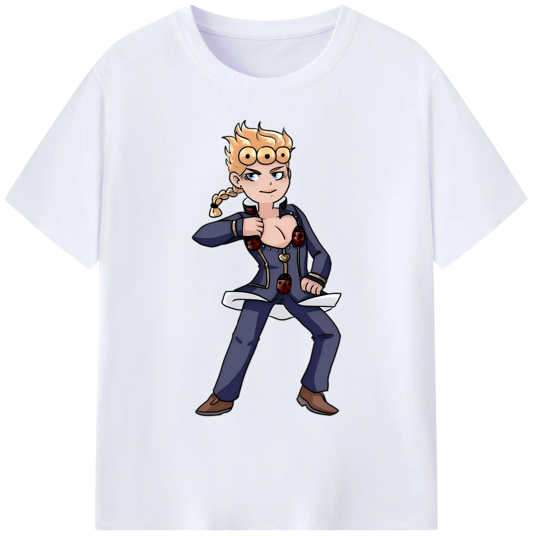 （画像用） ジョジョの奇妙な冒険 ジョルノ?ジョバァーナ JoJo's Bizarre Adventure Giorno Giovanna 綿100％ メンズ半袖Tシャツ｜肌触りやわらか＆通気性