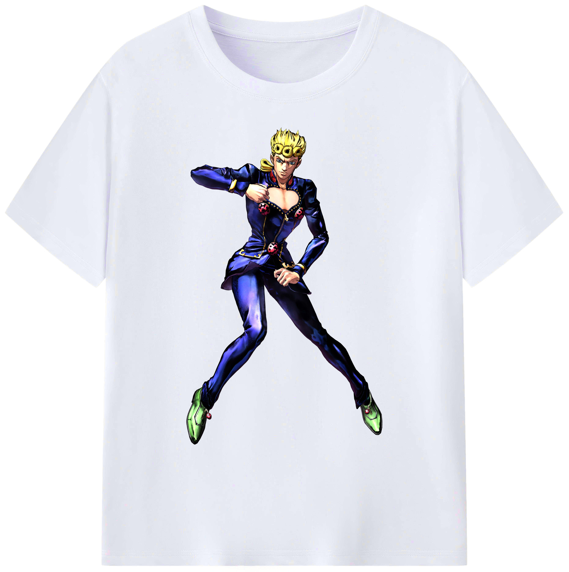 （画像用） ジョジョの奇妙な冒険 ジョルノ?ジョバァーナ JoJo's Bizarre Adventure Giorno Giovanna 綿100％ メンズ半袖Tシャツ｜肌触りやわらか＆通気性