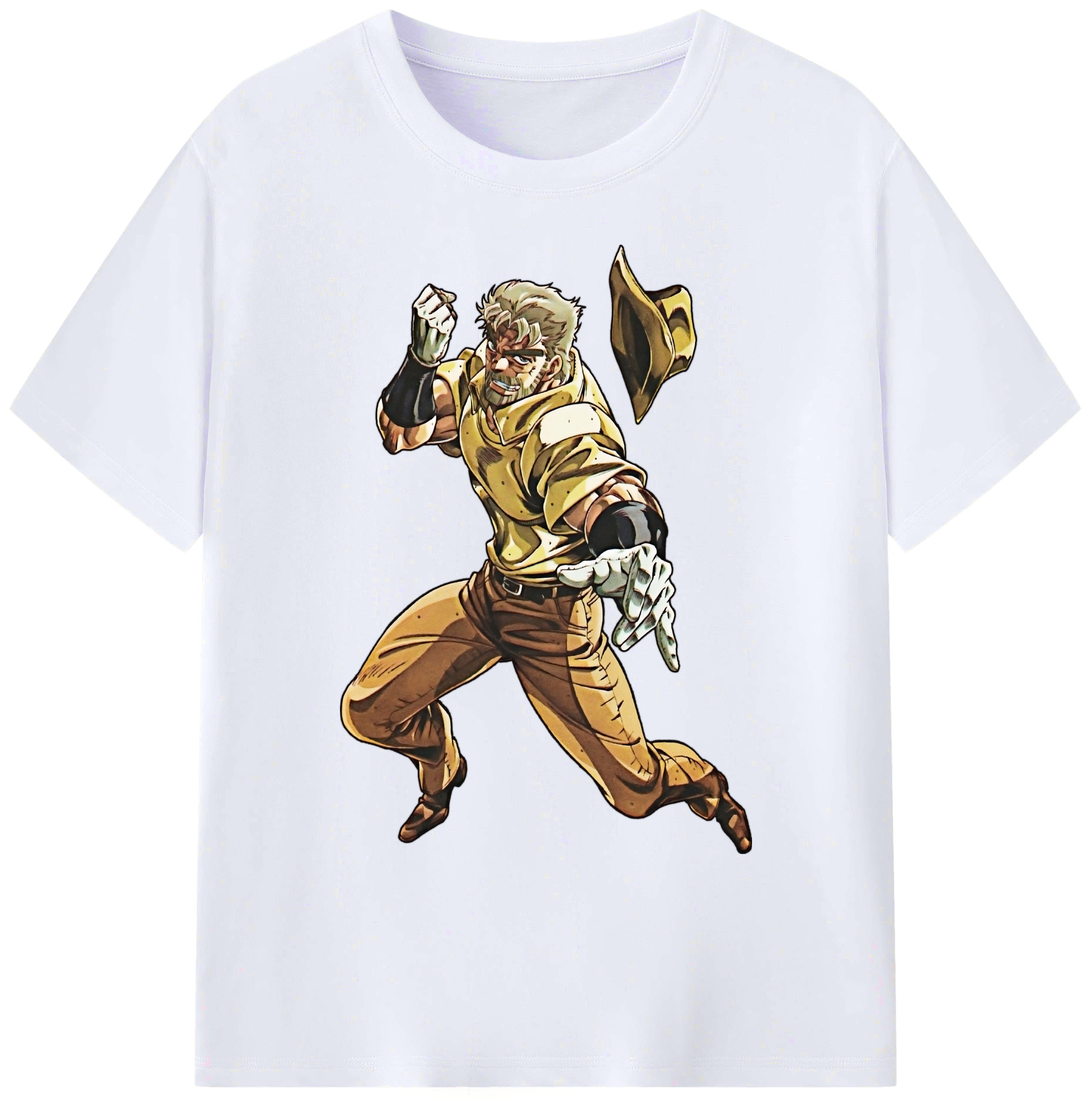 （画像用） ジョジョの奇妙な冒険 ジョセフ?ジョースター JoJo's Bizarre Adventure Joseph Joestar 綿100％ メンズ半袖Tシャツ｜肌触りやわらか＆通気性