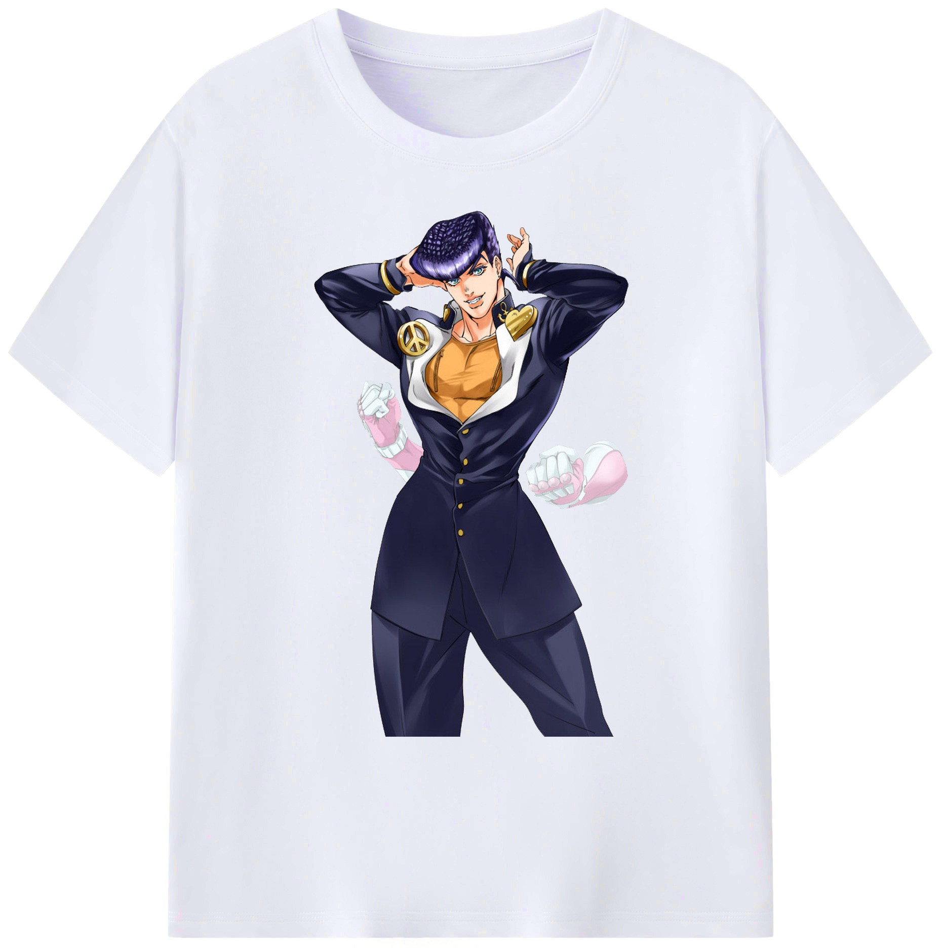 （画像用） ジョジョの奇妙な冒険 ひがしかた じょうすけ JoJo's Bizarre Adventure Higashikata Josuke 綿100％ メンズ半袖Tシャツ｜肌触りやわらか＆通気性