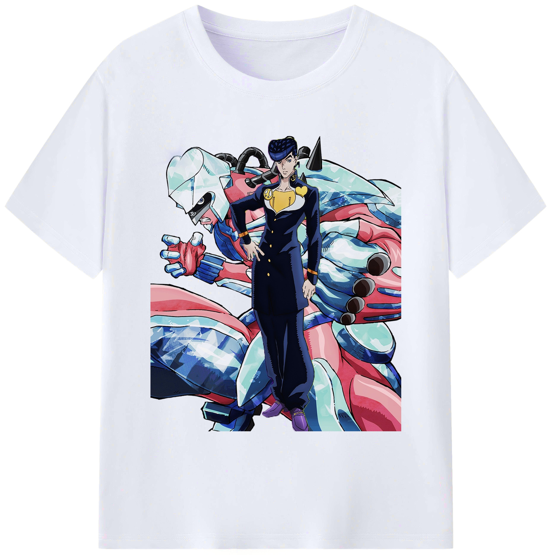 （画像用） ジョジョの奇妙な冒険 ひがしかた じょうすけ JoJo's Bizarre Adventure Higashikata Josuke 綿100％ メンズ半袖Tシャツ｜肌触りやわらか＆通気性