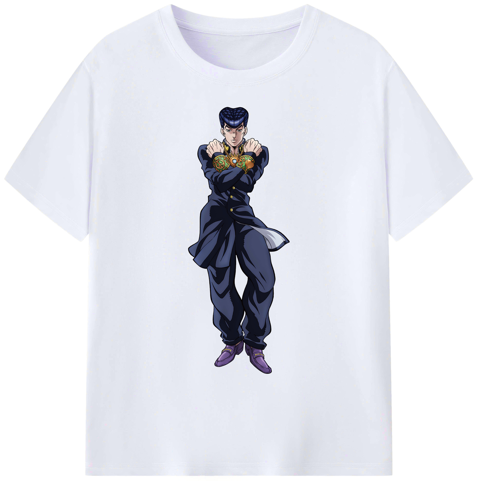 （画像用） ジョジョの奇妙な冒険 ひがしかた じょうすけ JoJo's Bizarre Adventure Higashikata Josuke 綿100％ メンズ半袖Tシャツ｜肌触りやわらか＆通気性