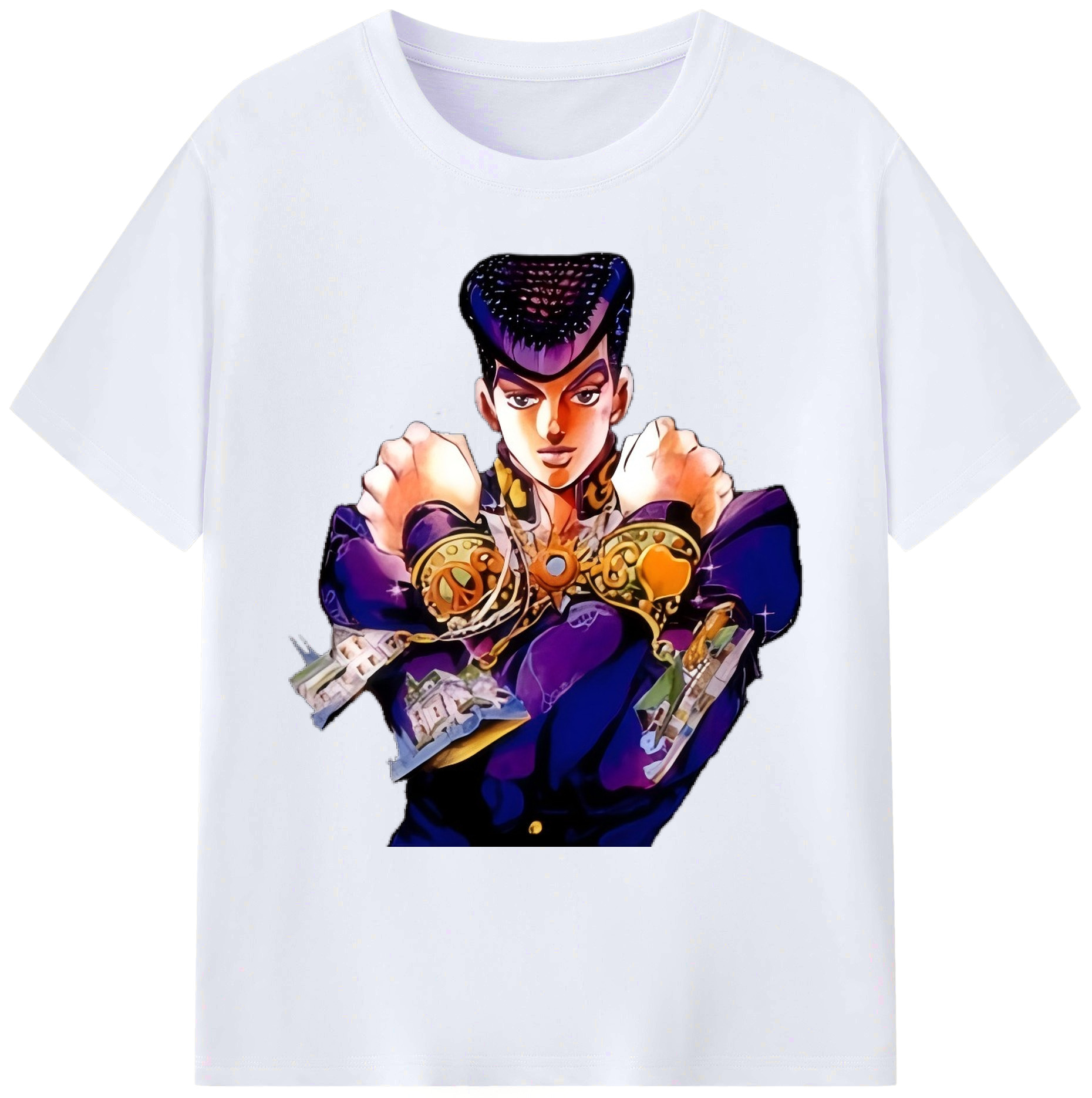（画像用） ジョジョの奇妙な冒険 ひがしかた じょうすけ JoJo's Bizarre Adventure Higashikata Josuke 綿100％ メンズ半袖Tシャツ｜肌触りやわらか＆通気性