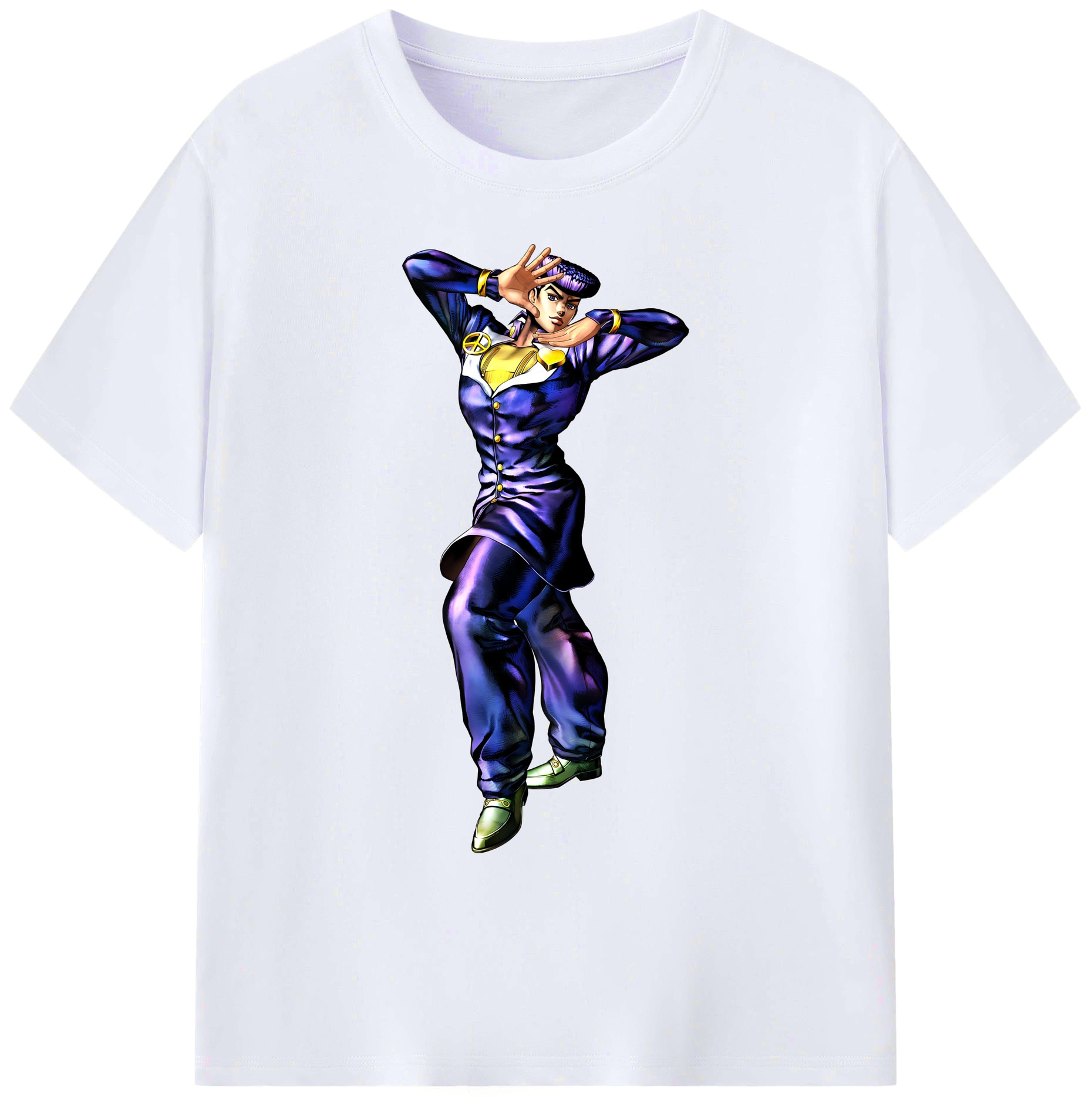 （画像用） ジョジョの奇妙な冒険 ひがしかた じょうすけ JoJo's Bizarre Adventure Higashikata Josuke 綿100％ メンズ半袖Tシャツ｜肌触りやわらか＆通気性
