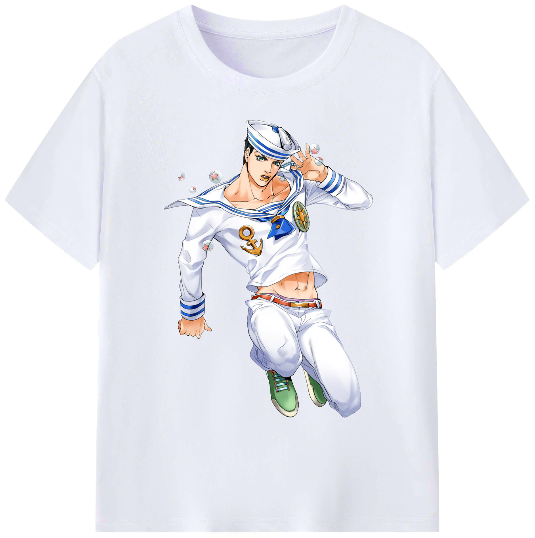 （画像用） ジョジョの奇妙な冒険 東方定助 JoJo's Bizarre Adventure Higashikata Josuke 綿100％ メンズ半袖Tシャツ｜肌触りやわらか＆通気性