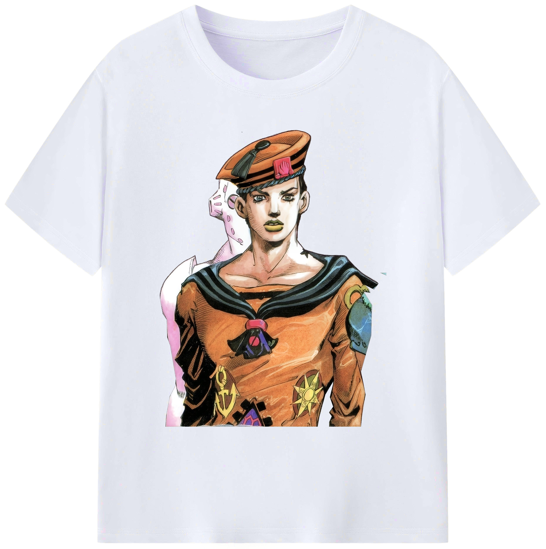 （画像用） ジョジョの奇妙な冒険 東方定助 JoJo's Bizarre Adventure Higashikata Josuke 綿100％ メンズ半袖Tシャツ｜肌触りやわらか＆通気性