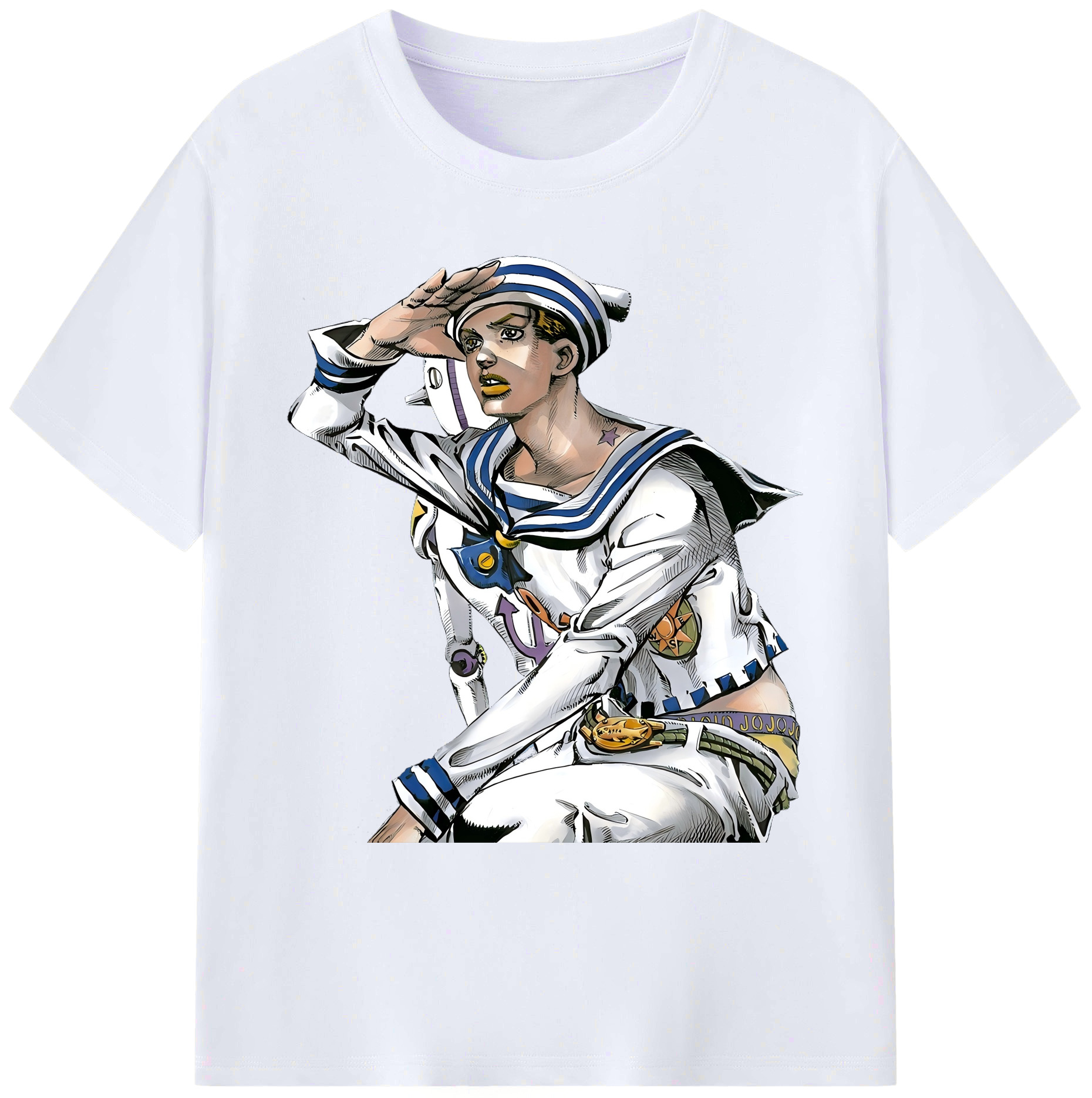 （画像用） ジョジョの奇妙な冒険 東方定助 JoJo's Bizarre Adventure Higashikata Josuke 綿100％ メンズ半袖Tシャツ｜肌触りやわらか＆通気性