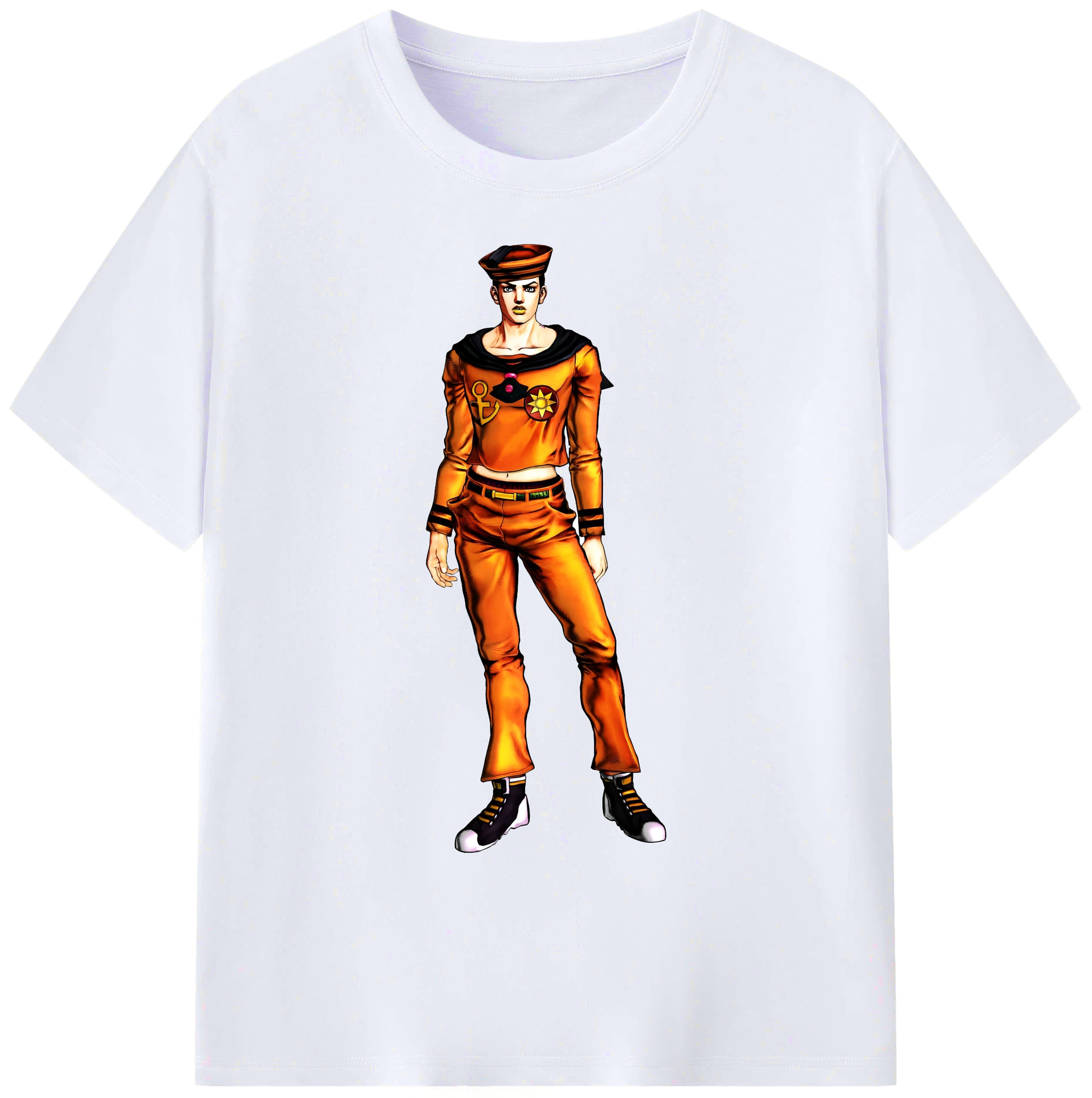 （画像用） ジョジョの奇妙な冒険 東方定助 JoJo's Bizarre Adventure Higashikata Josuke 綿100％ メンズ半袖Tシャツ｜肌触りやわらか＆通気性