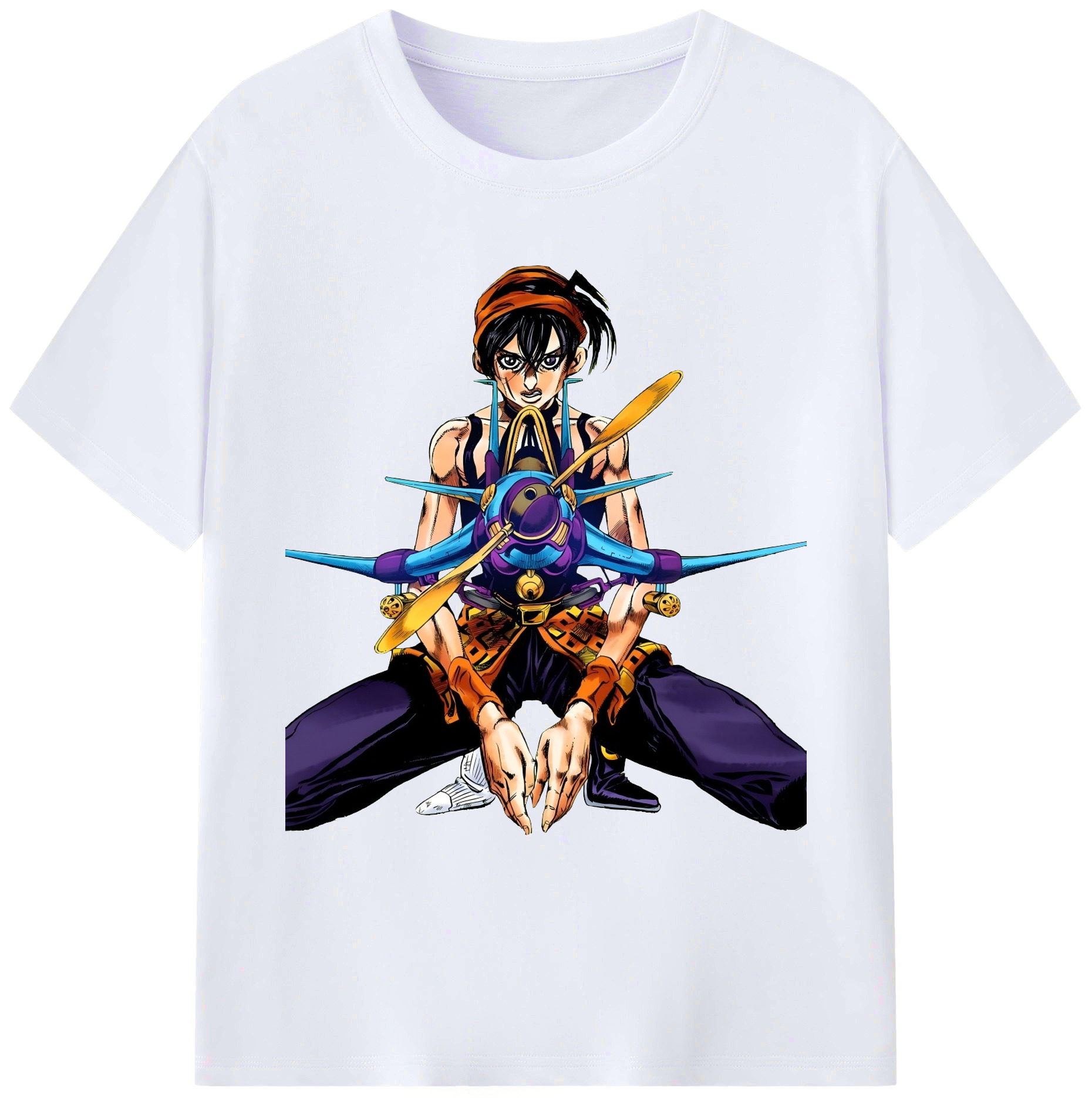 （画像用） ジョジョの奇妙な冒険 ナランチャ?ギルガ JoJo's Bizarre Adventure Narancia Ghirga 綿100％ メンズ半袖Tシャツ｜肌触りやわらか＆通気性