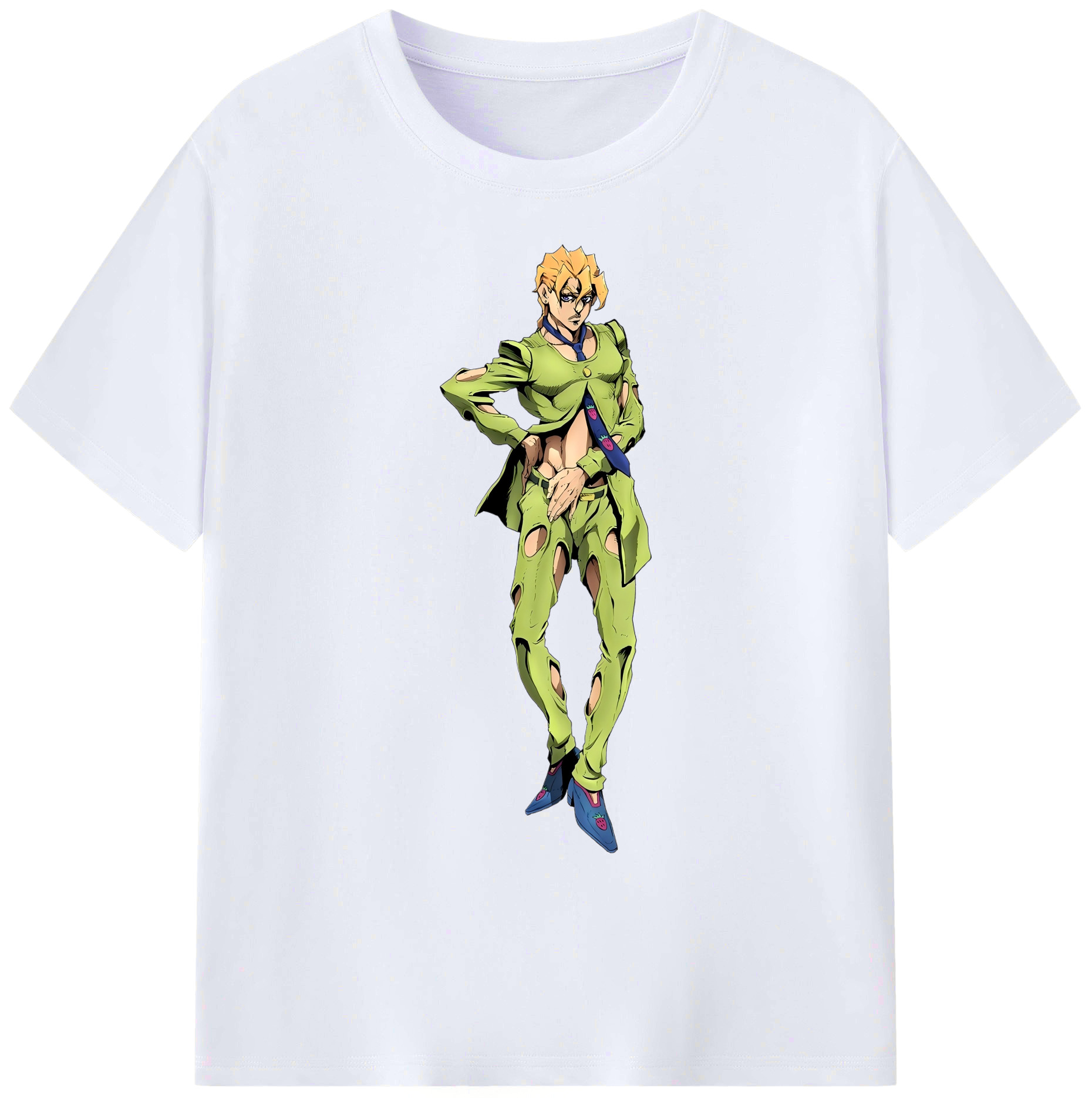 （画像用） ジョジョの奇妙な冒険 パンナコッタ?フー JoJo's Bizarre Adventure Pannacotta Fugo 綿100％ メンズ半袖Tシャツ｜肌触りやわらか＆通気性