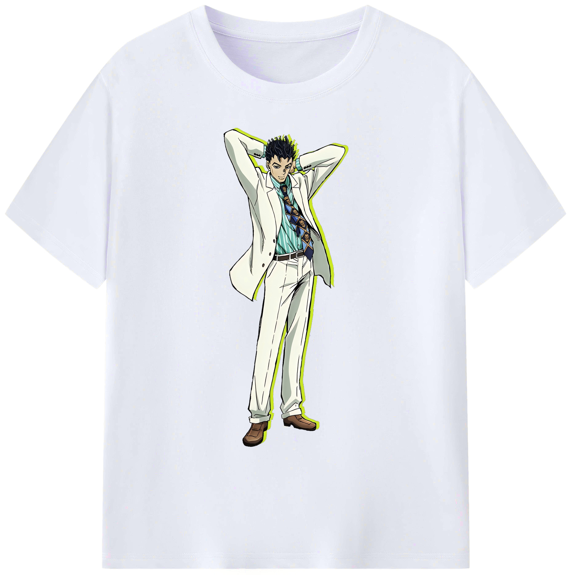 （画像用） ジョジョの奇妙な冒険 きら よしかげ JoJo's Bizarre Adventure Kira Yoshikage 綿100％ メンズ半袖Tシャツ｜肌触りやわらか＆通気性