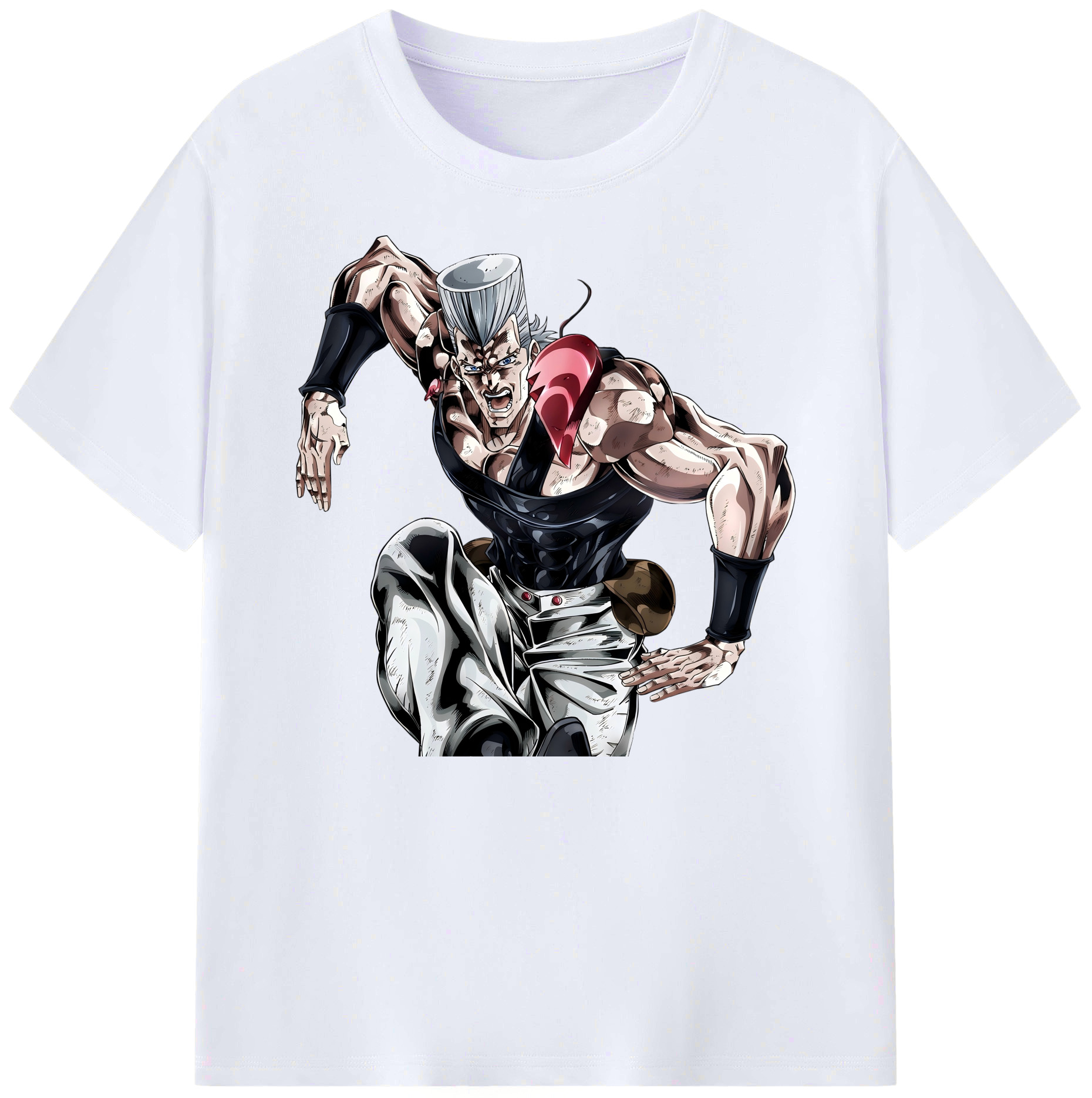 （画像用） ジョジョの奇妙な冒険 ジャン＝ピエール?ポルナレフ JoJo's Bizarre Adventure Jan Pierre Polnareff 綿100％ メンズ半袖Tシャツ｜肌触りやわらか＆通気性