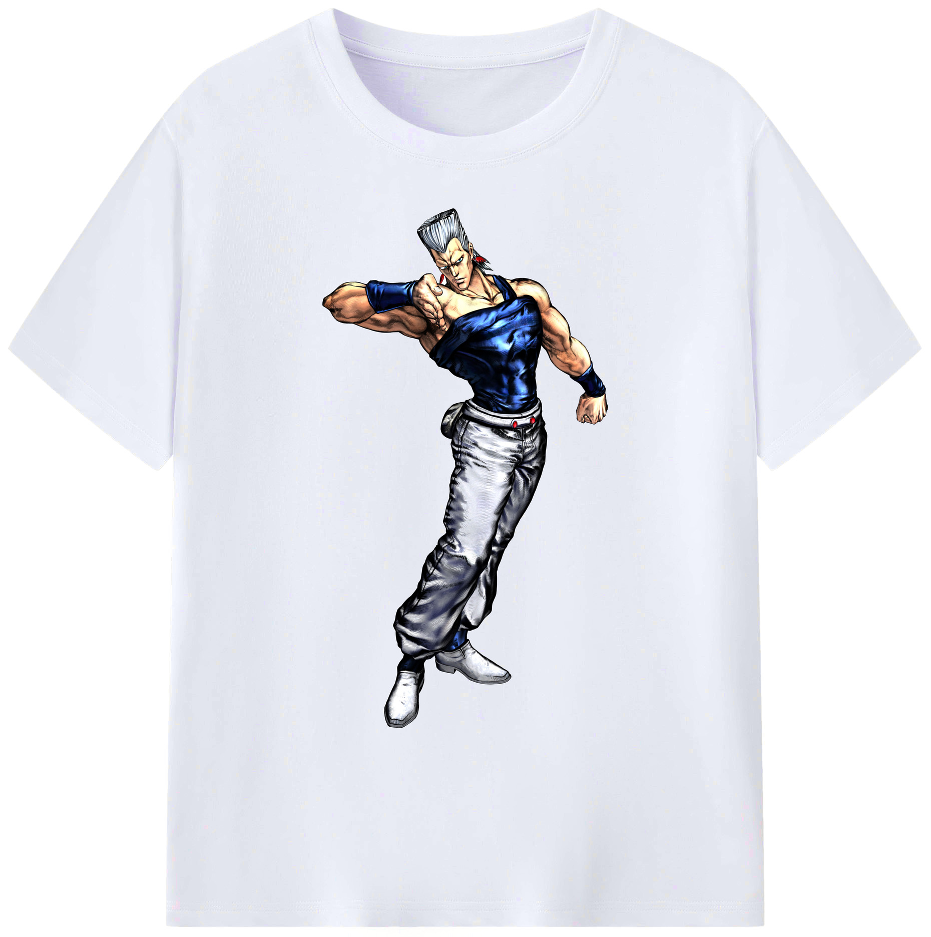 （画像用） ジョジョの奇妙な冒険 ジャン＝ピエール?ポルナレフ JoJo's Bizarre Adventure Jan Pierre Polnareff 綿100％ メンズ半袖Tシャツ｜肌触りやわらか＆通気性