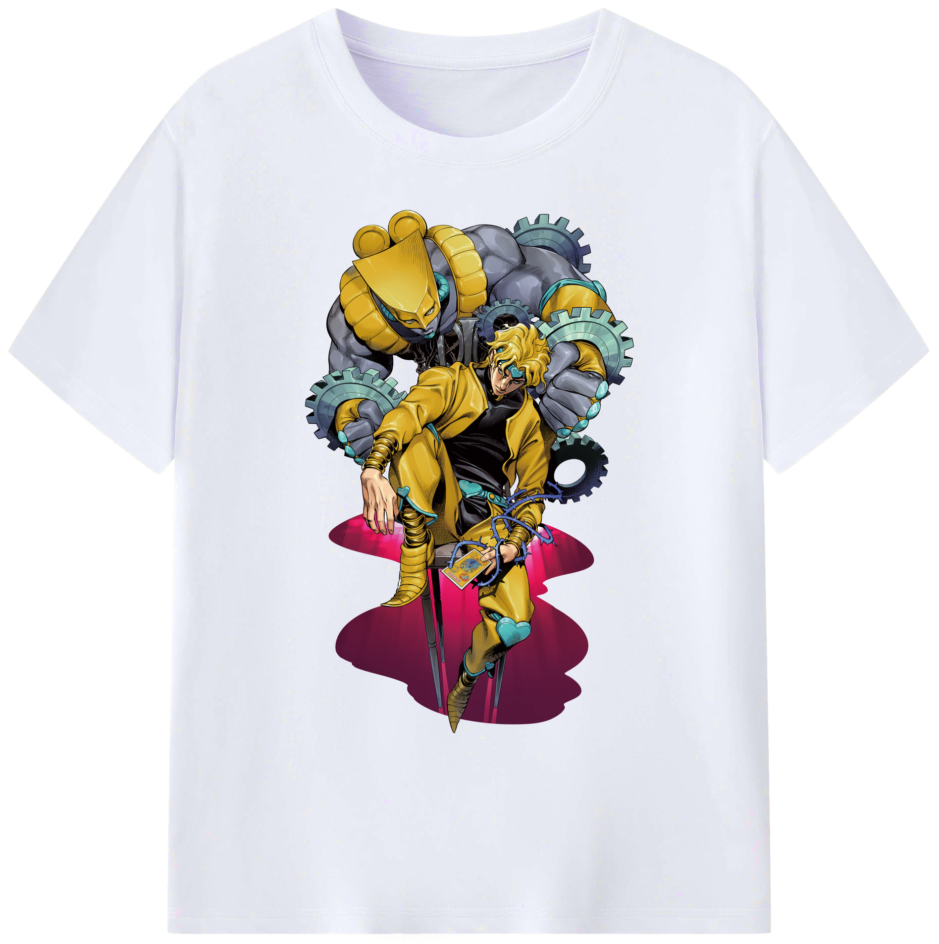 （画像用） ジョジョの奇妙な冒険 ディオ?ブランドー JoJo's Bizarre Adventure Dio Brando 綿100％ メンズ半袖Tシャツ｜肌触りやわらか＆通気性